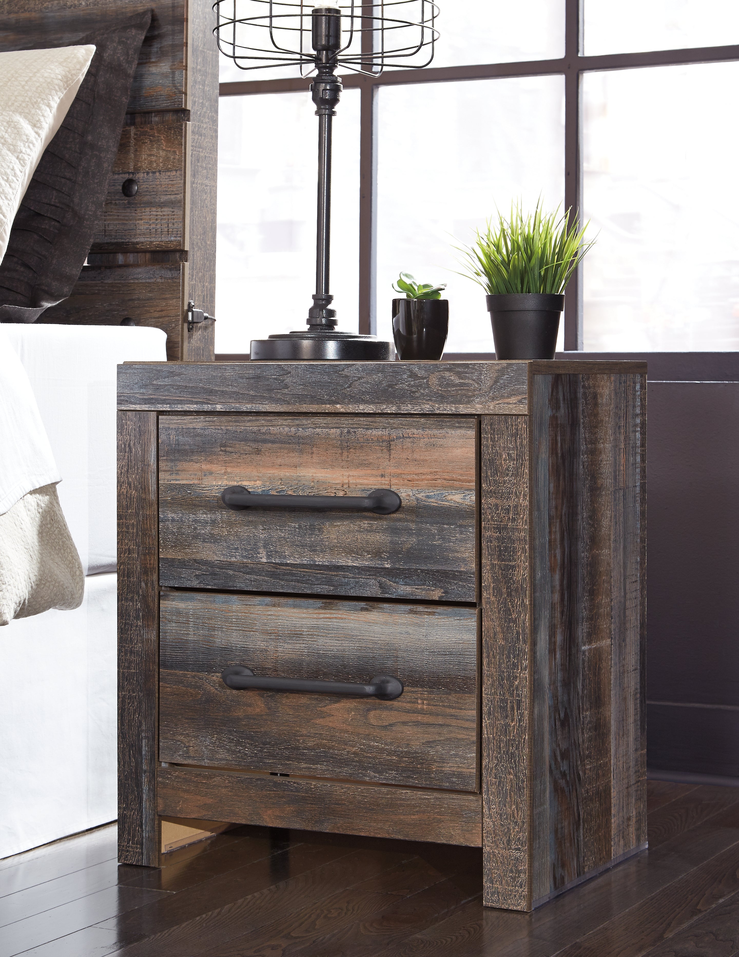 Floridian Furniture - Ashley Furniture - Drystan Bedroom - Two Drawer Night Stand / Multi - B211-92