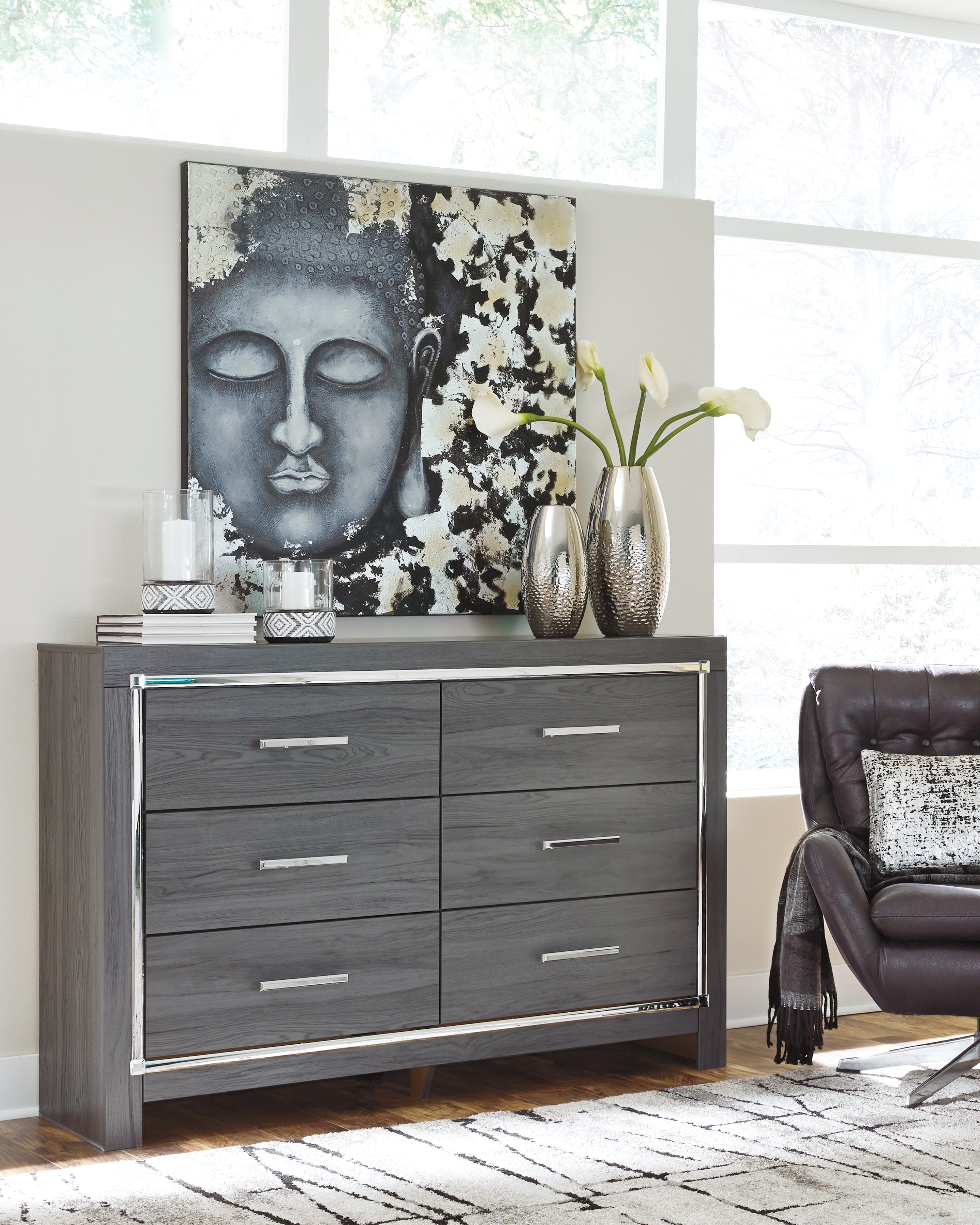 Floridian Furniture - Ashley Furniture - Lodanna Bedroom - Six Drawer Dresser / Gray - B214-31