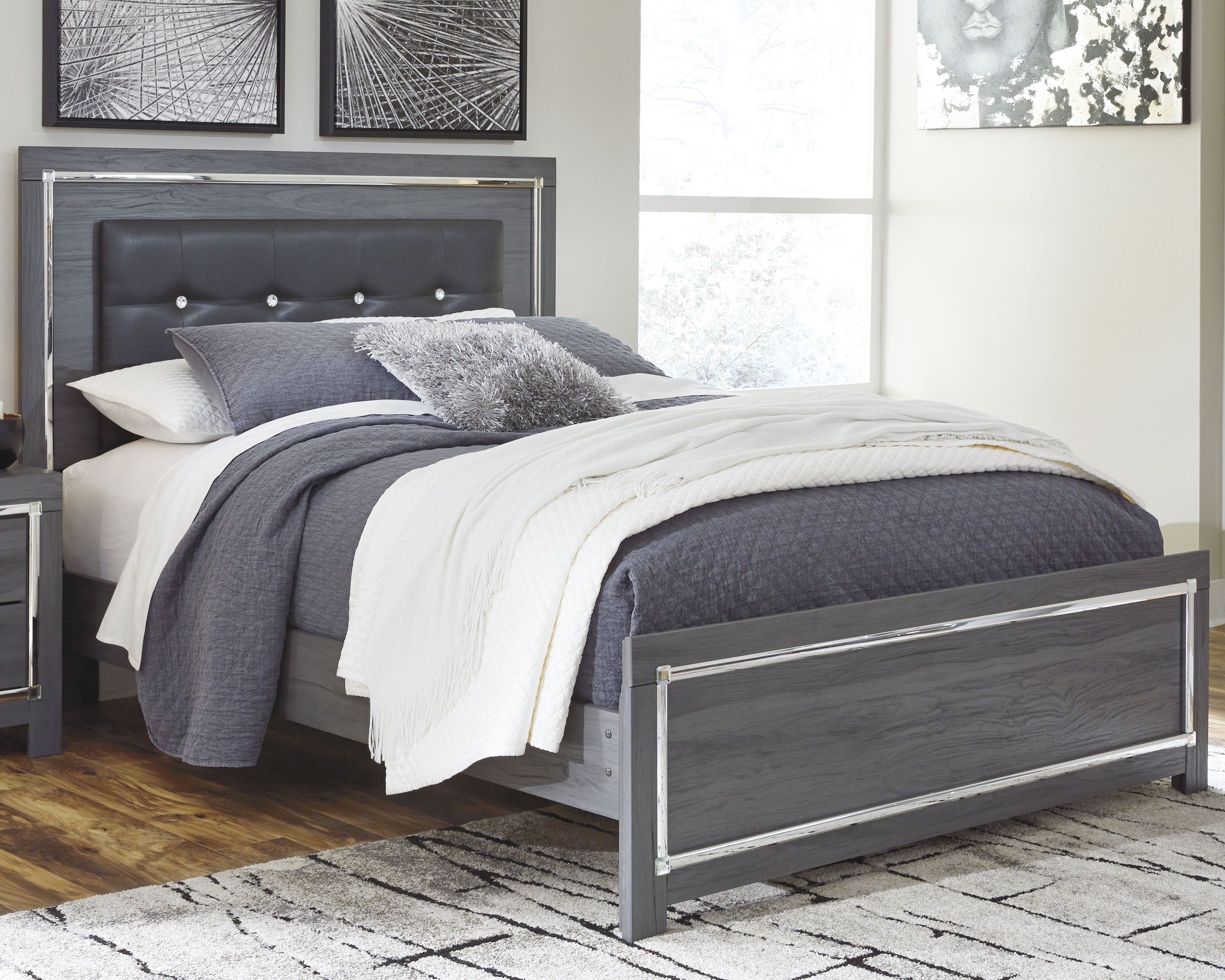 Floridian Furniture - Ashley Furniture - Lodanna Bedroom - Queen Panel Bed / Gray - B214B2