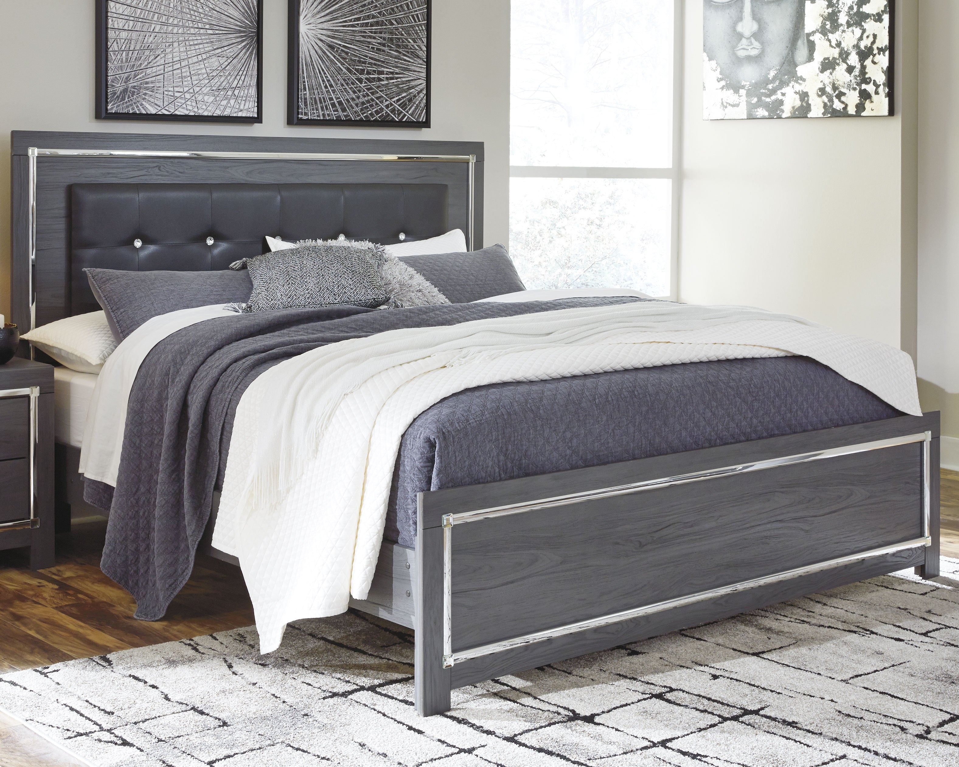 Floridian Furniture - Ashley Furniture - Lodanna Bedroom - King Panel Bed / Gray - B214B10