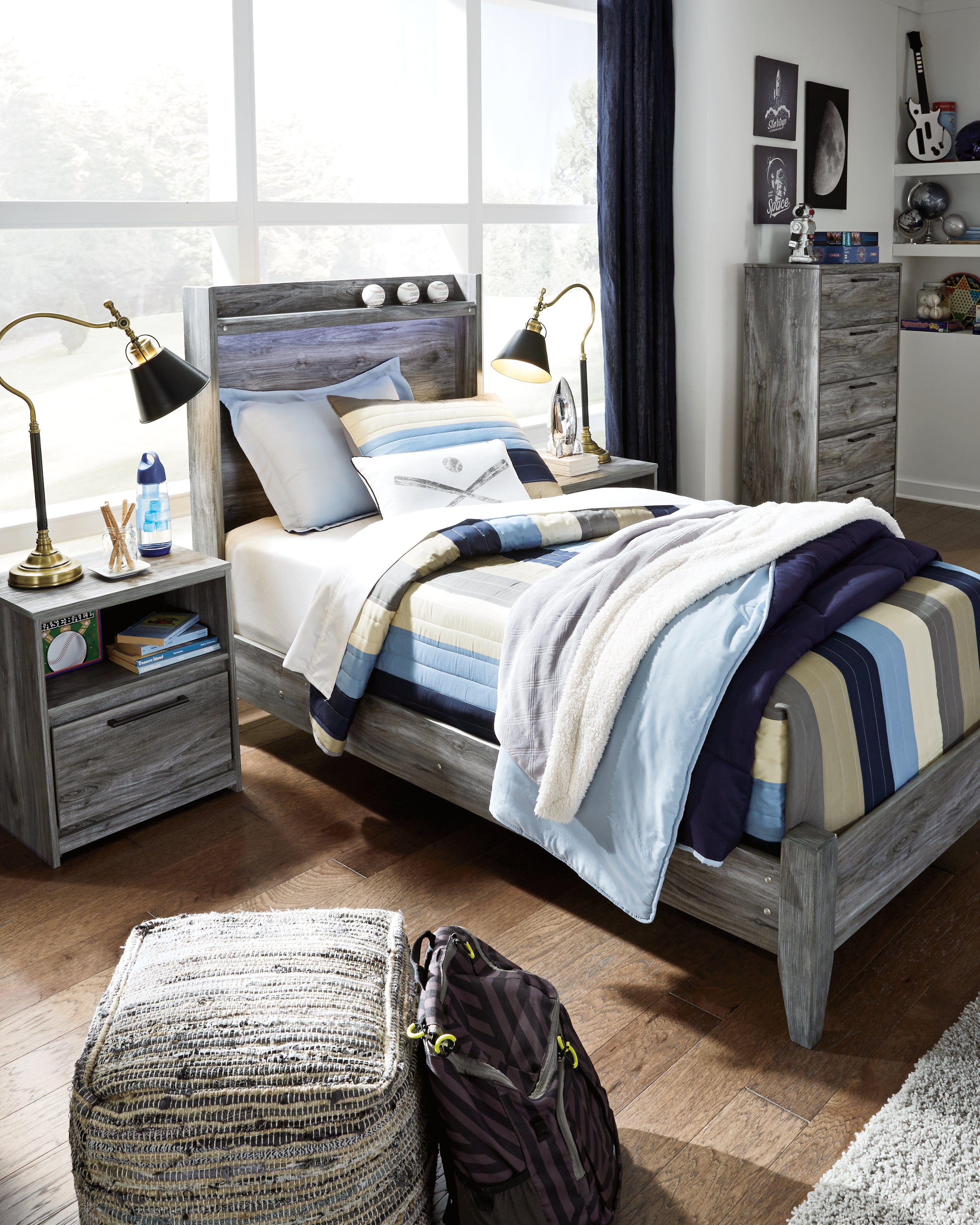Floridian Furniture - Ashley Furniture - Baystorm Bedroom - Twin Panel Bed / Gray - B221B20