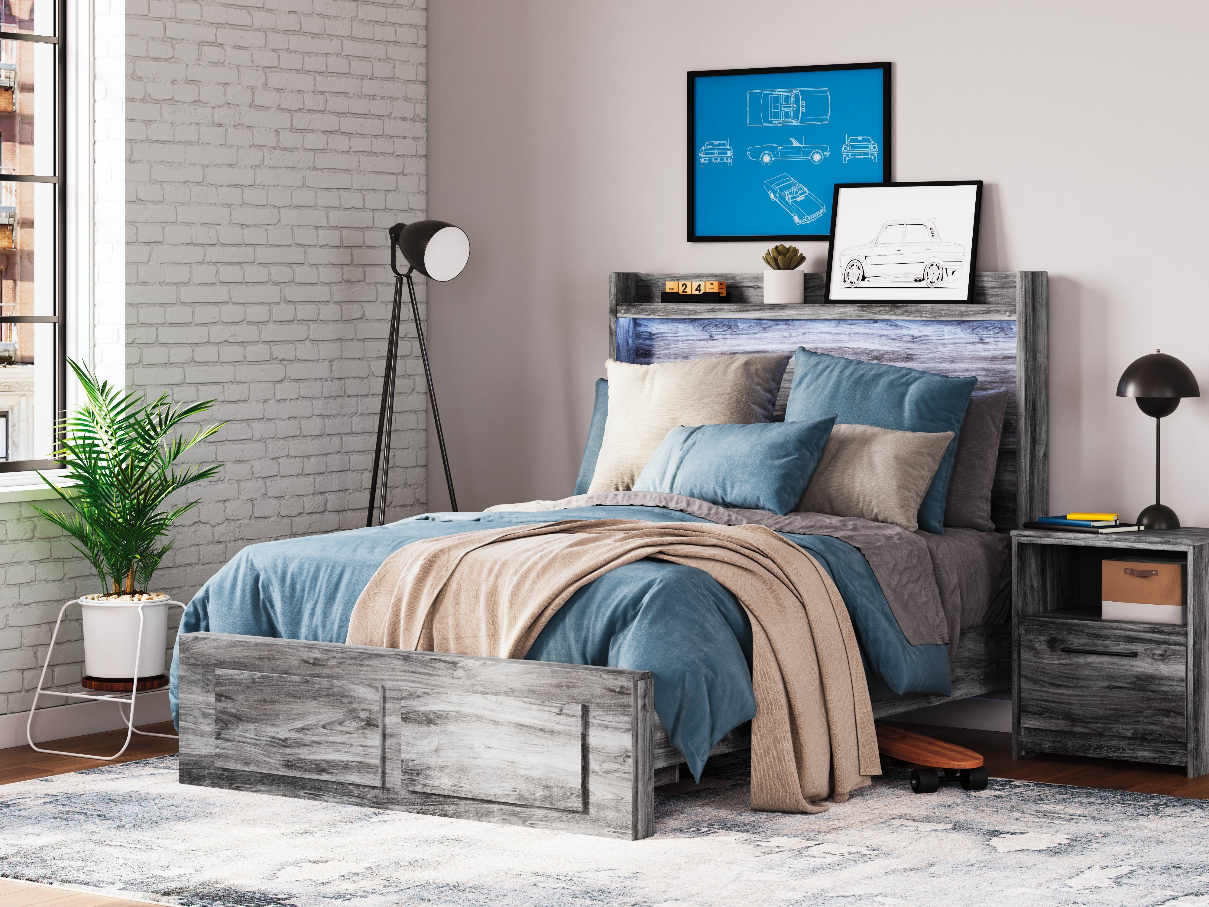 Floridian Furniture - Ashley Furniture - Baystorm Bedroom - Full Panel Bed with 2 Storage Drawers / Gray - B221B34
