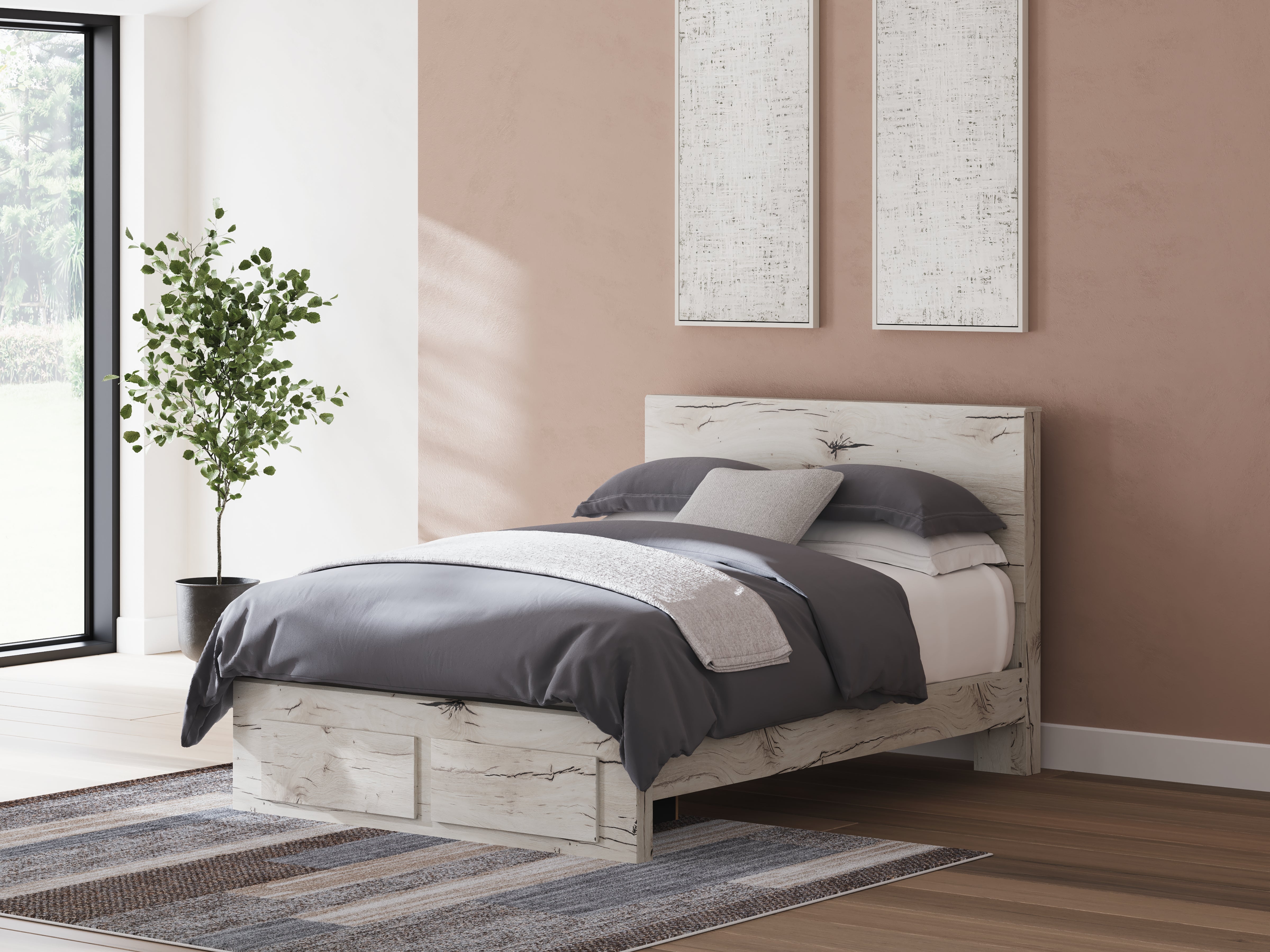 Floridian Furniture - Ashley Furniture - Lawroy Bedroom - Queen Panel Storage Bed / Light Natural - B2310B4