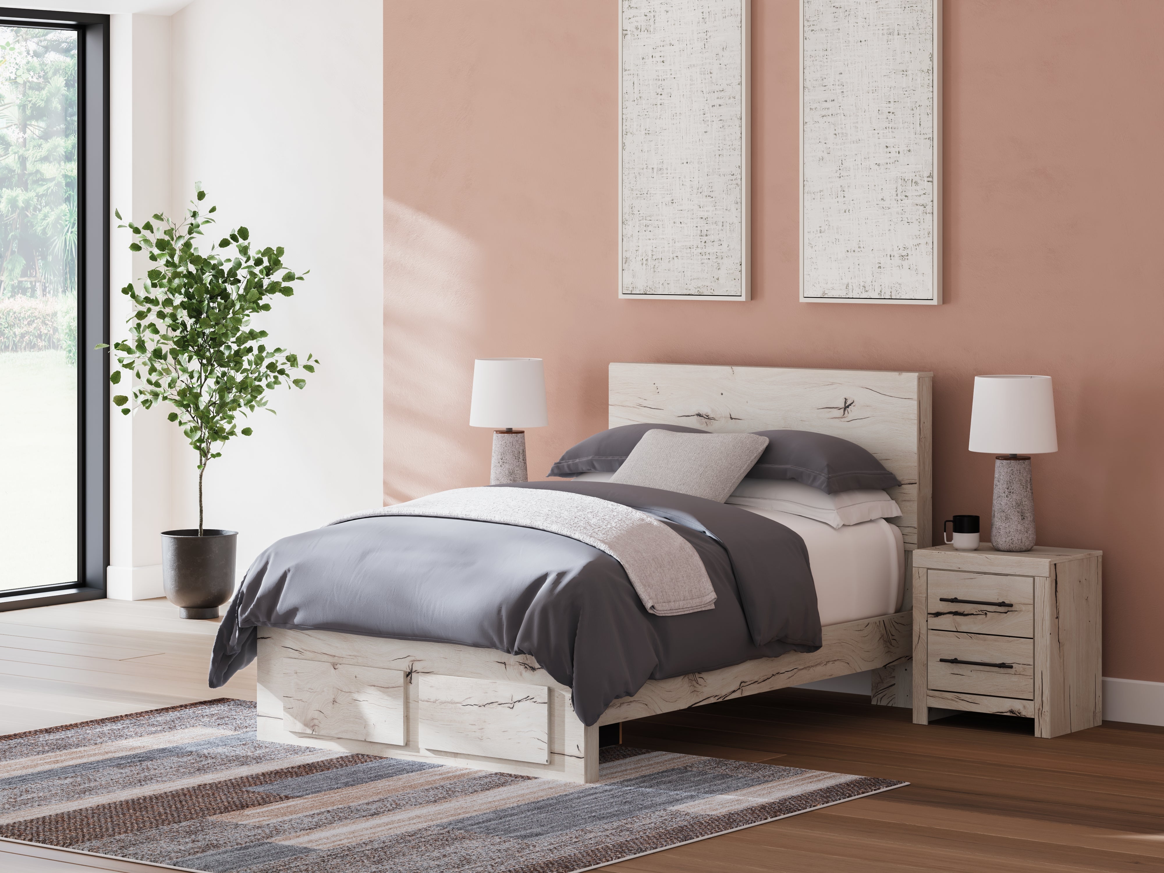 Floridian Furniture - Ashley Furniture - Lawroy Bedroom - Full Panel Storage Bed / Light Natural - B2310B20