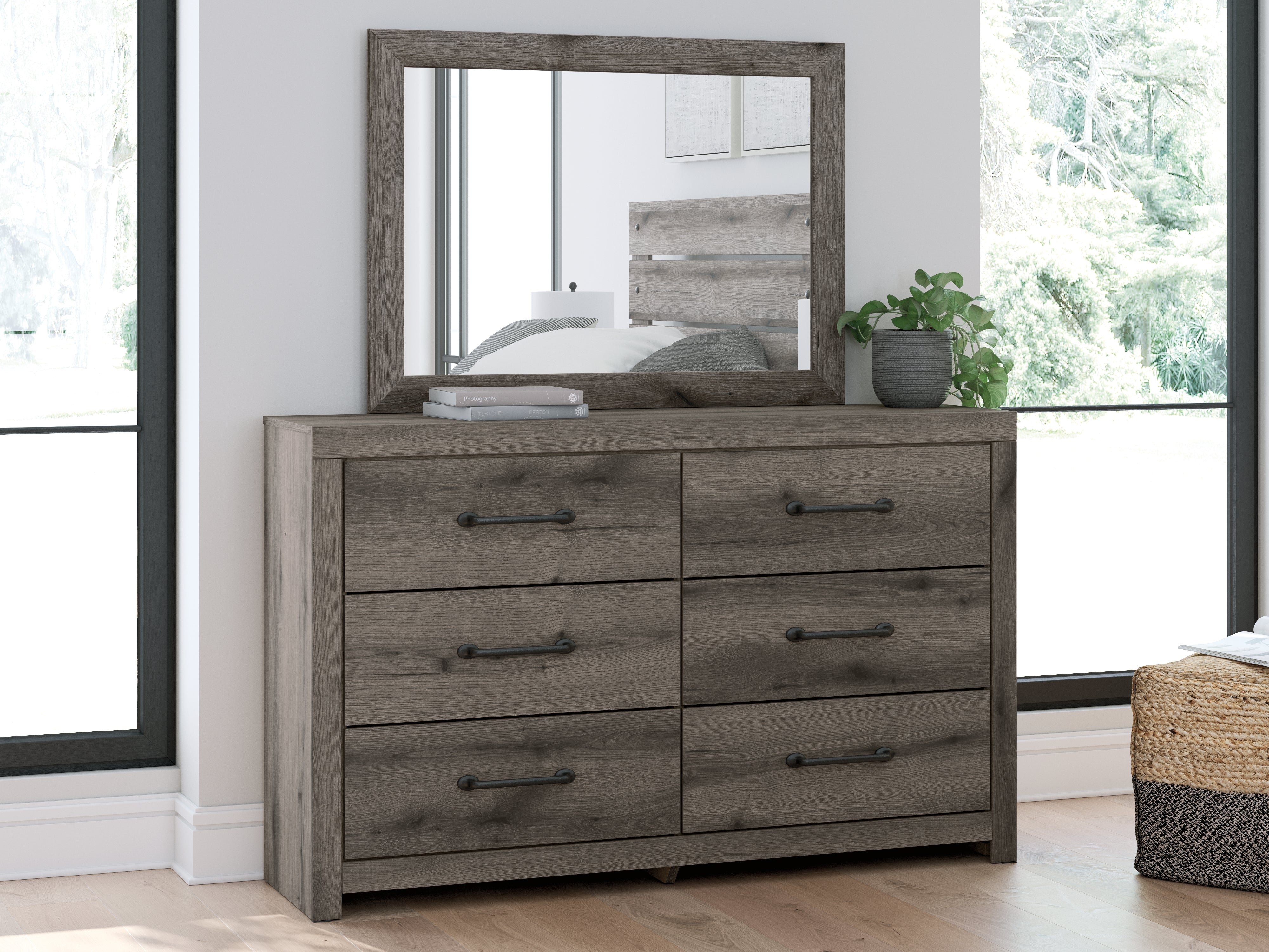 Floridian Furniture - Ashley Furniture - Graystorm Bedroom - Dresser and Mirror / Brown Gray - PCB2405B1