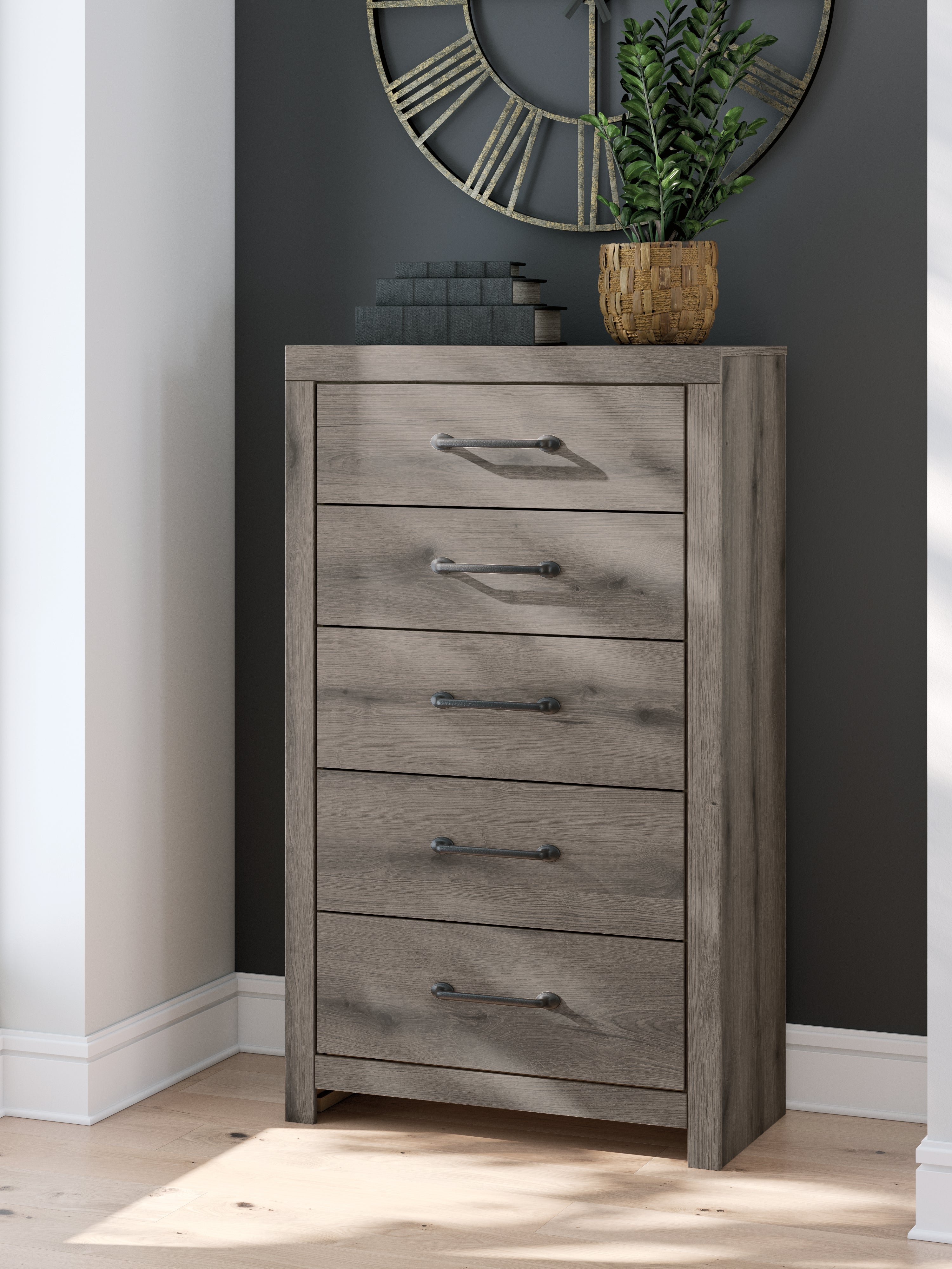 Floridian Furniture - Ashley Furniture - Graystorm Bedroom - Five Drawer Chest / Brown Gray - PCB2405-46