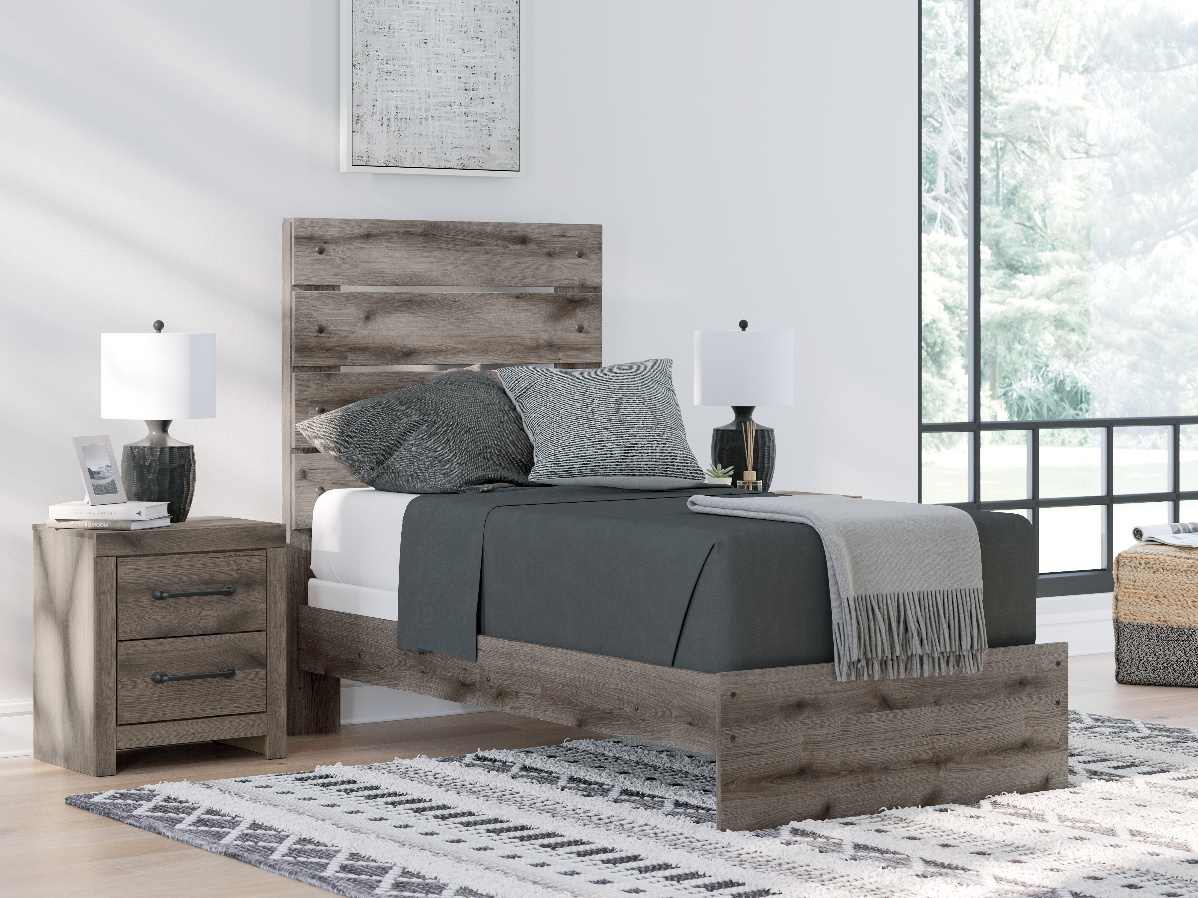 Floridian Furniture - Ashley Furniture - Graystorm Bedroom - Twin Panel Bed / Brown Gray - PCB2405B12