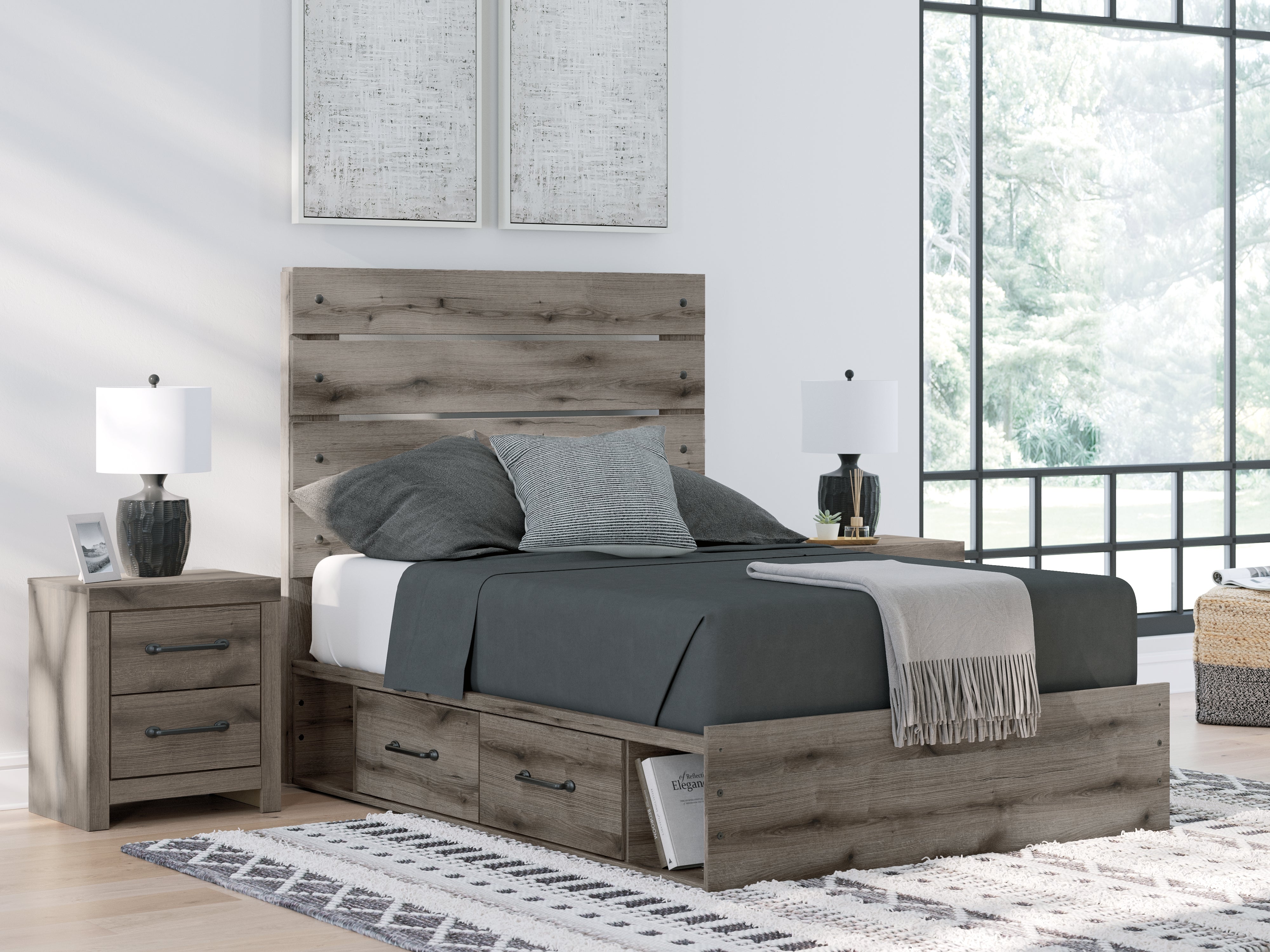 Floridian Furniture - Ashley Furniture - Graystorm Bedroom - Full Panel Storage Bed / Brown Gray - PCB2405B16