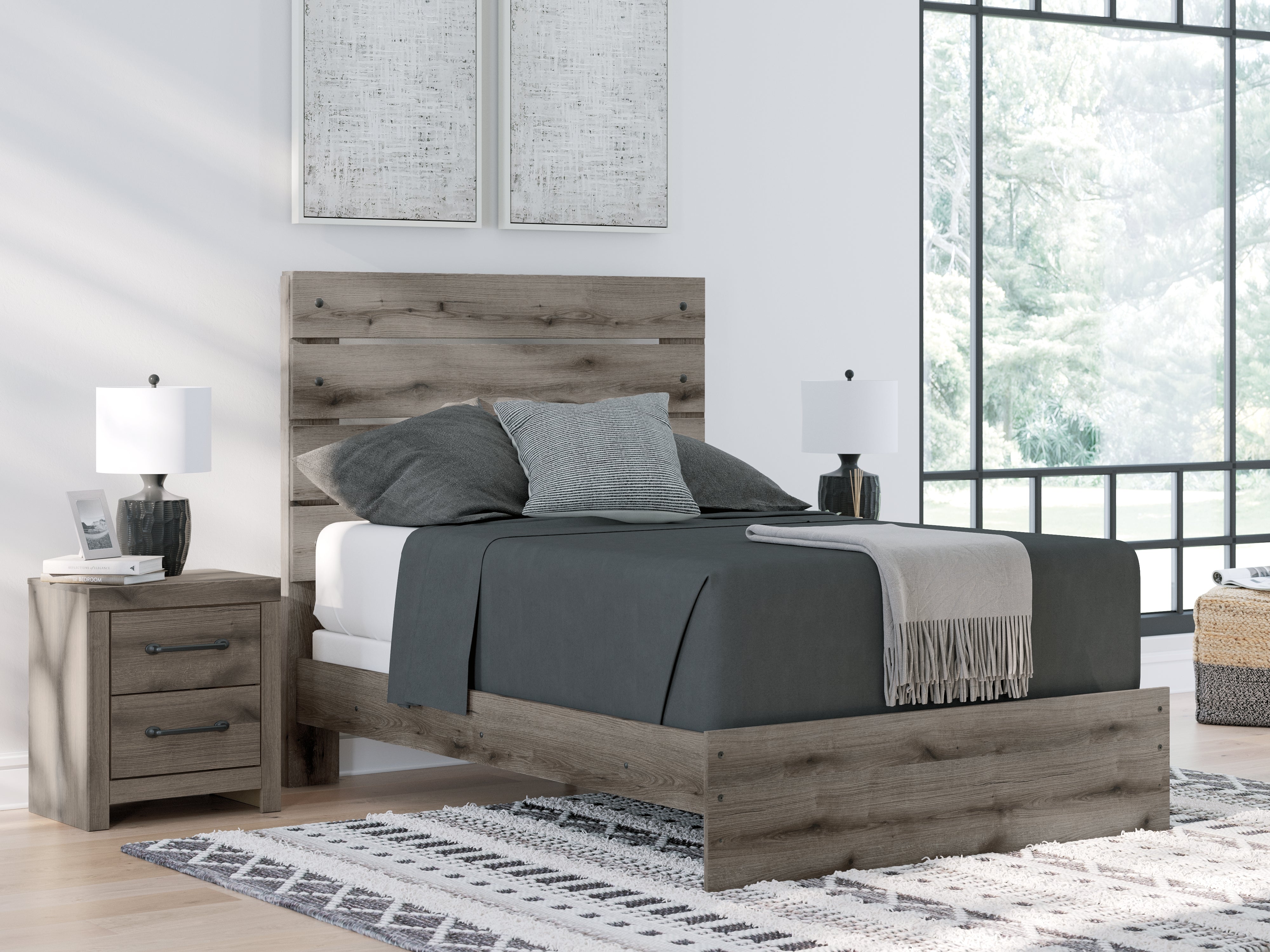 Floridian Furniture - Ashley Furniture - Graystorm Bedroom - Full Panel Bed / Brown Gray - PCB2405B13