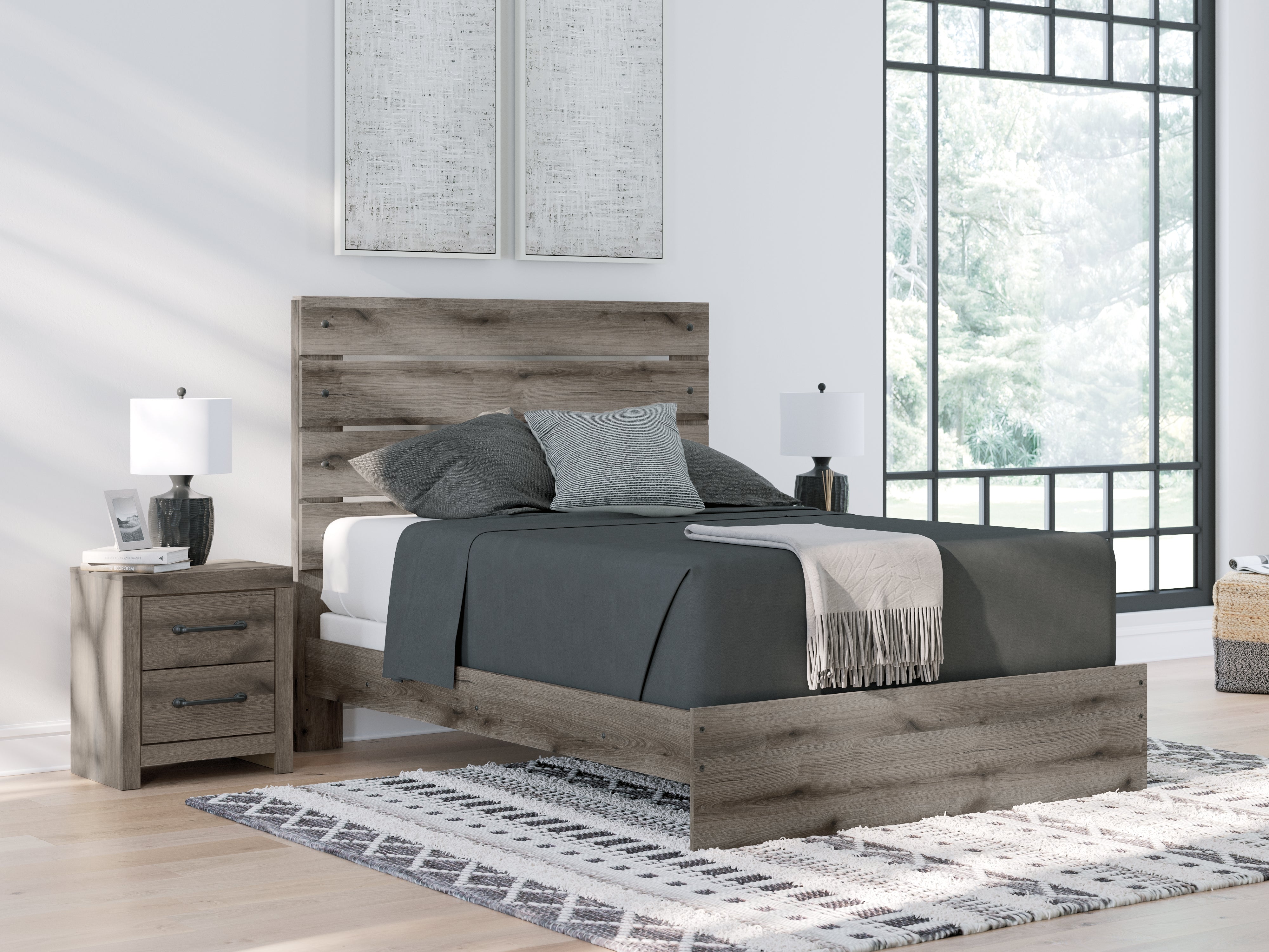Floridian Furniture - Ashley Furniture - Graystorm Bedroom - Queen Panel Bed / Brown Gray - PCB2405B2
