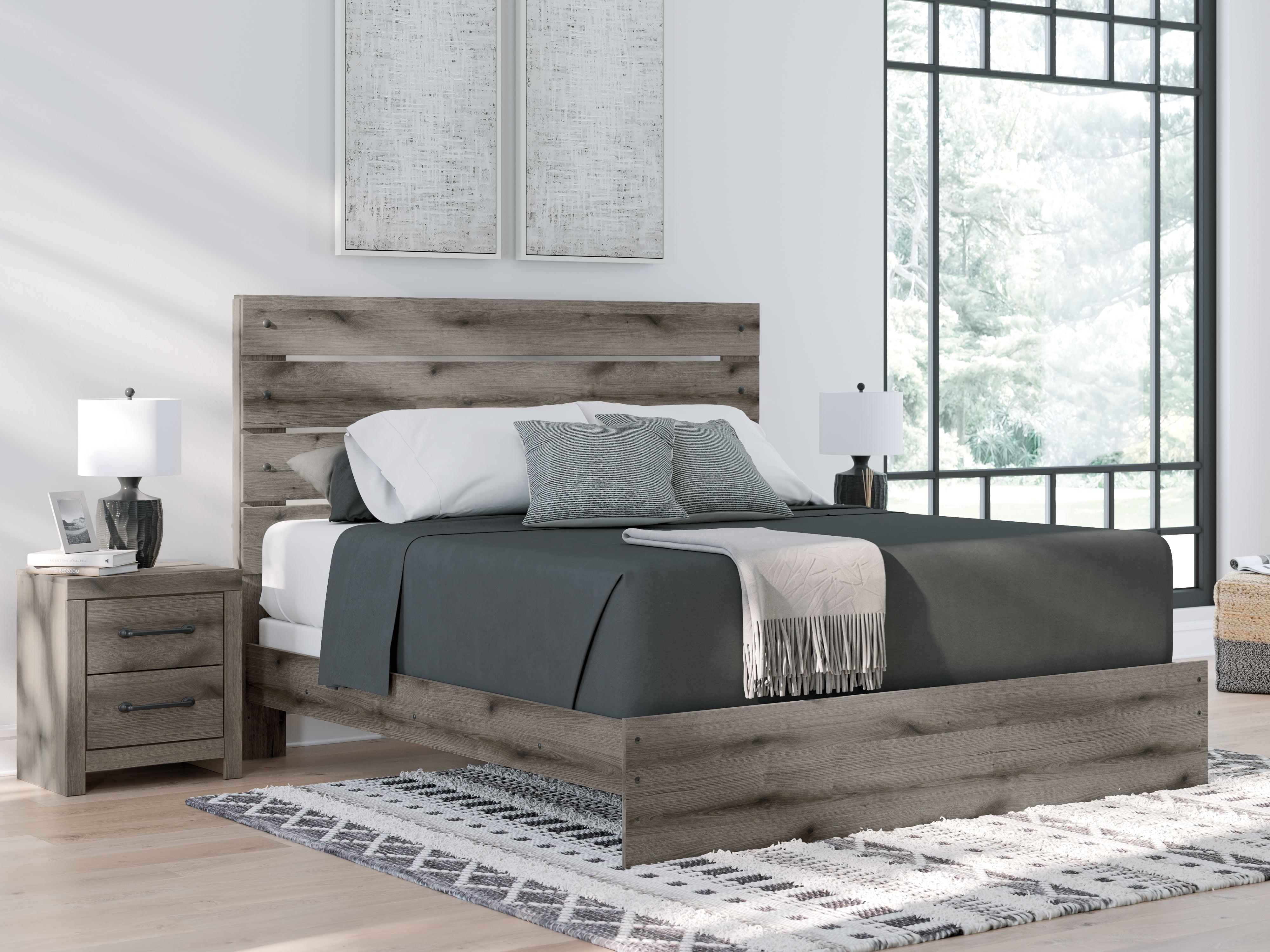 Floridian Furniture - Ashley Furniture - Graystorm Bedroom - King Panel Bed / Brown Gray - PCB2405B8
