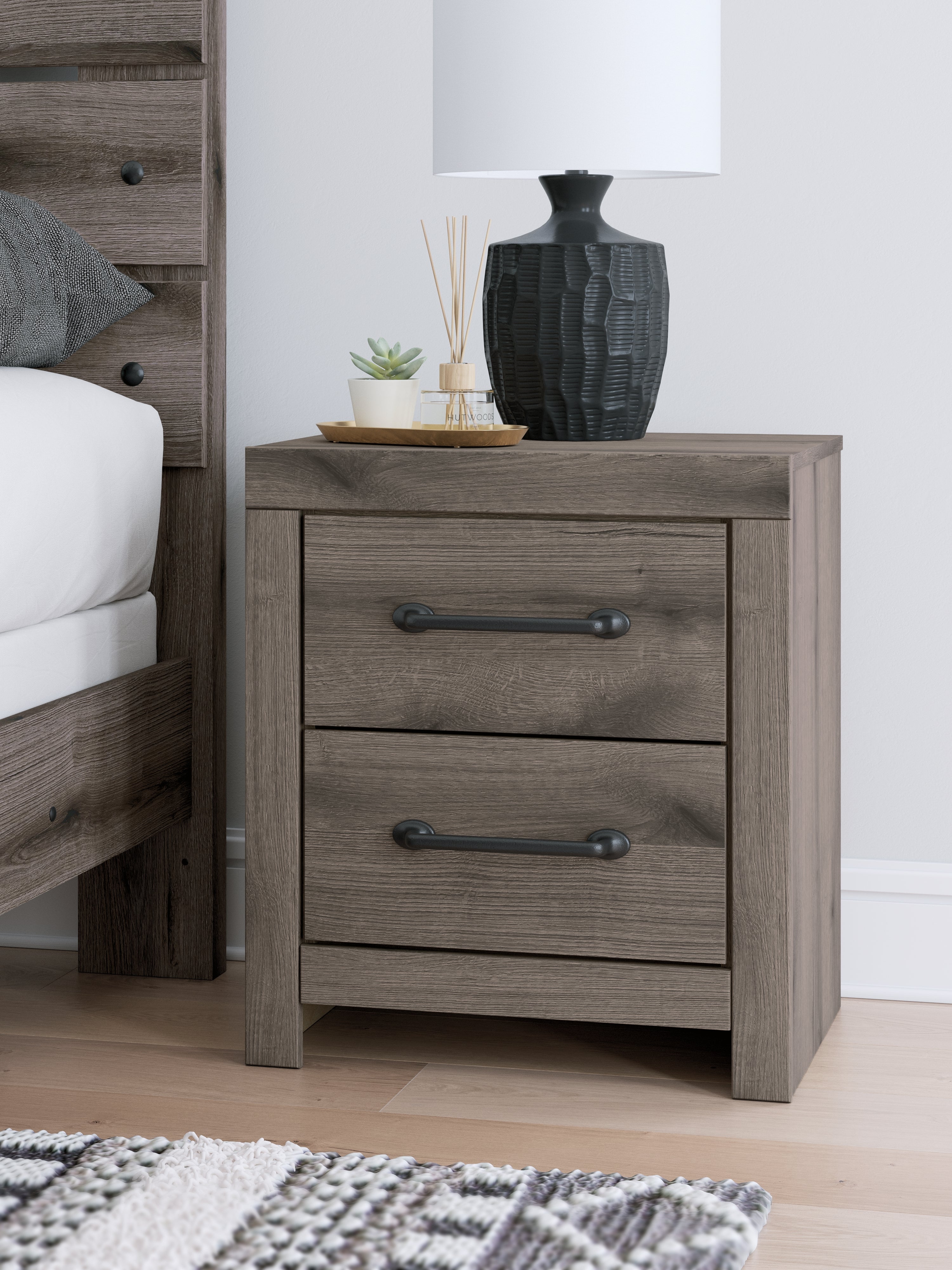 Floridian Furniture - Ashley Furniture - Graystorm Bedroom - Two Drawer Night Stand / Brown Gray - PCB2405-92