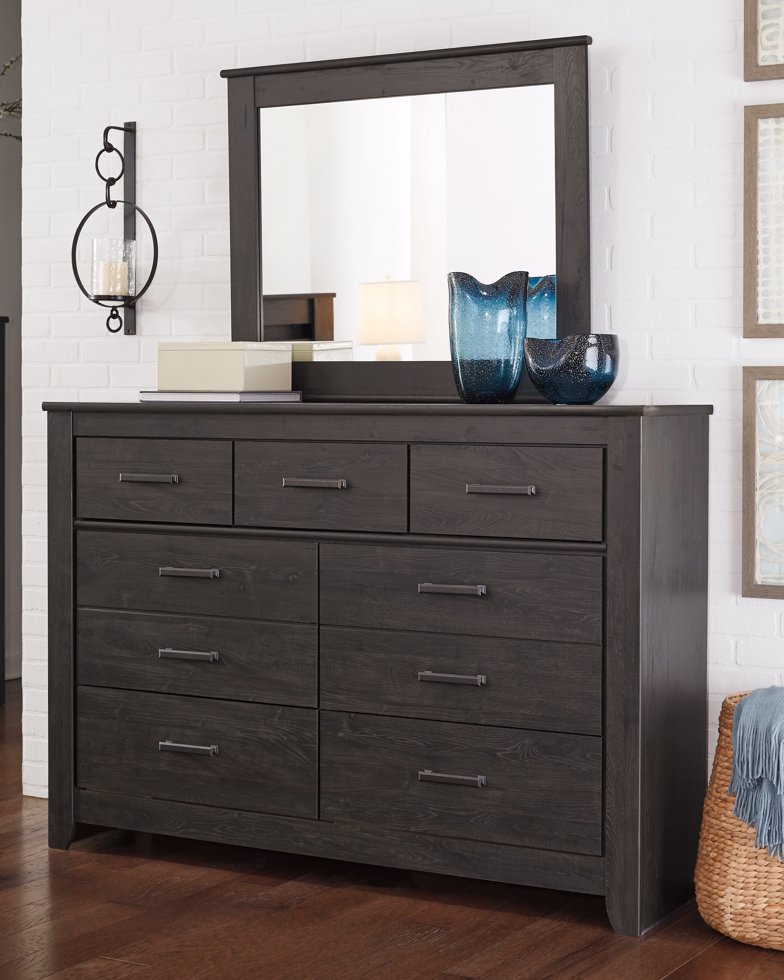 Floridian Furniture - Ashley Furniture - Brinxton Bedroom - Dresser and Mirror / Charcoal - B249B1