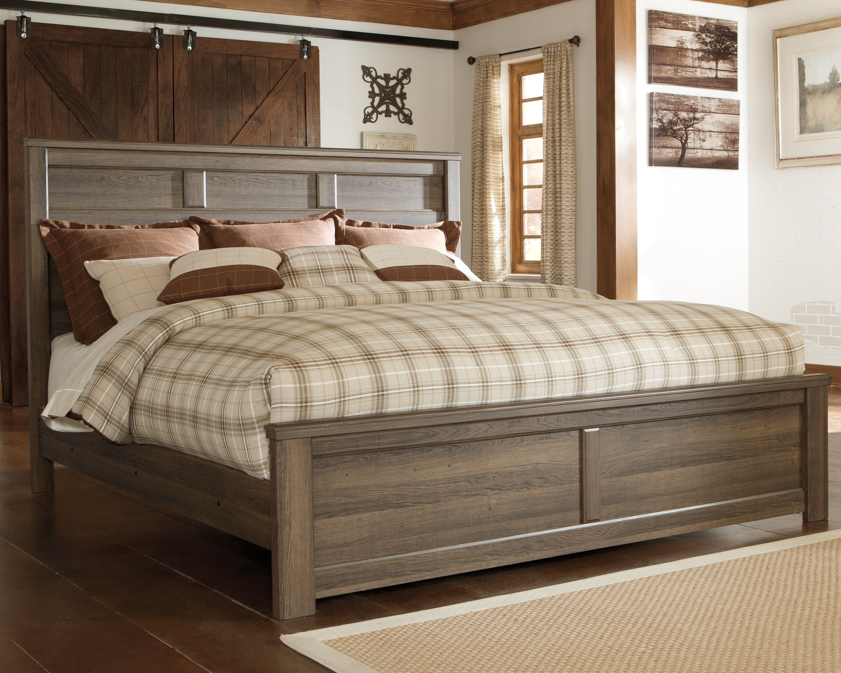Floridian Furniture - Ashley Furniture - Juararo Bedroom - California King Panel Bed / Dark Brown - B251B14