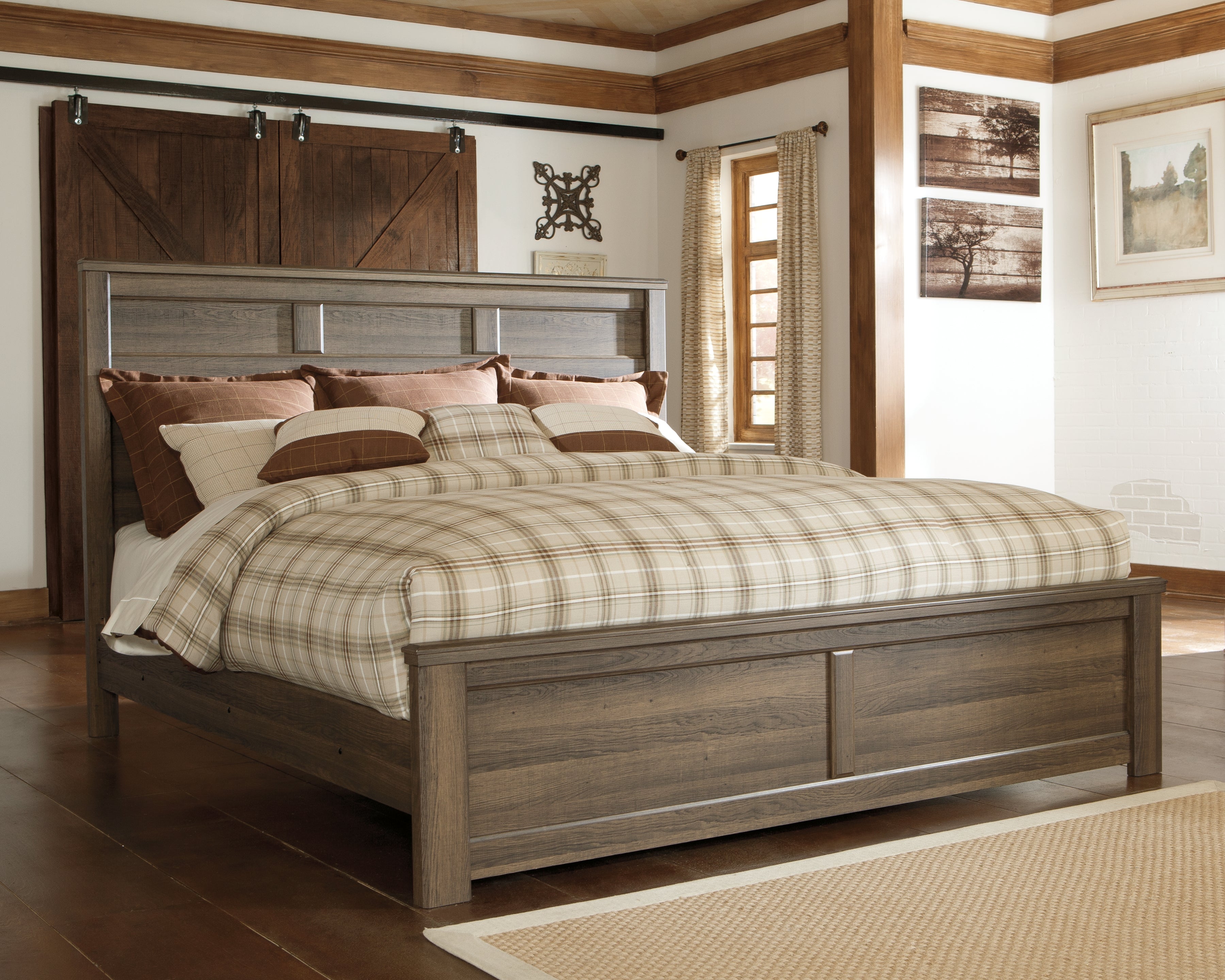 Floridian Furniture - Ashley Furniture - Juararo Bedroom - King Panel Bed / Dark Brown - B251B9
