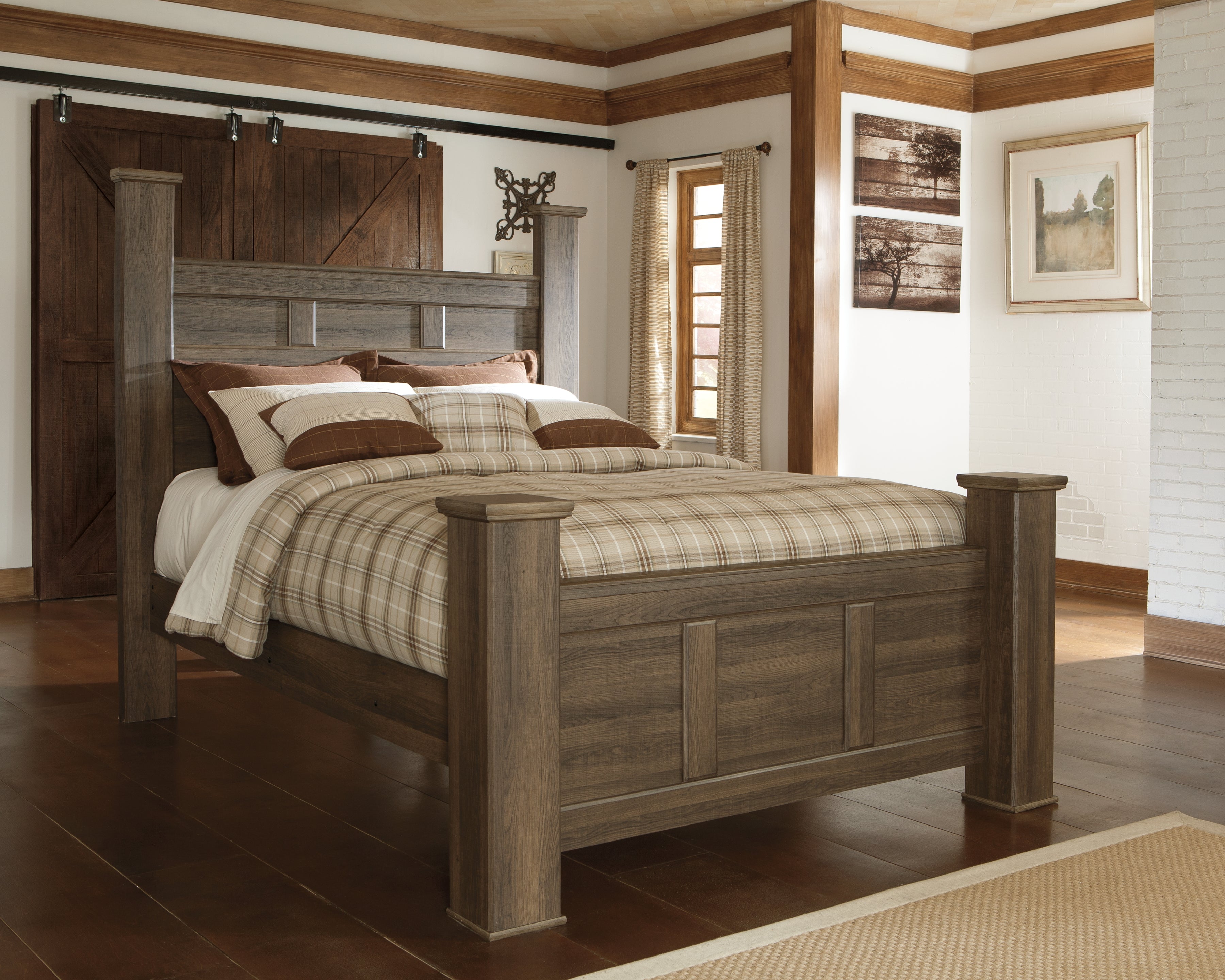 Floridian Furniture - Ashley Furniture - Juararo Bedroom - Queen Poster Bed / Dark Brown - B251B3