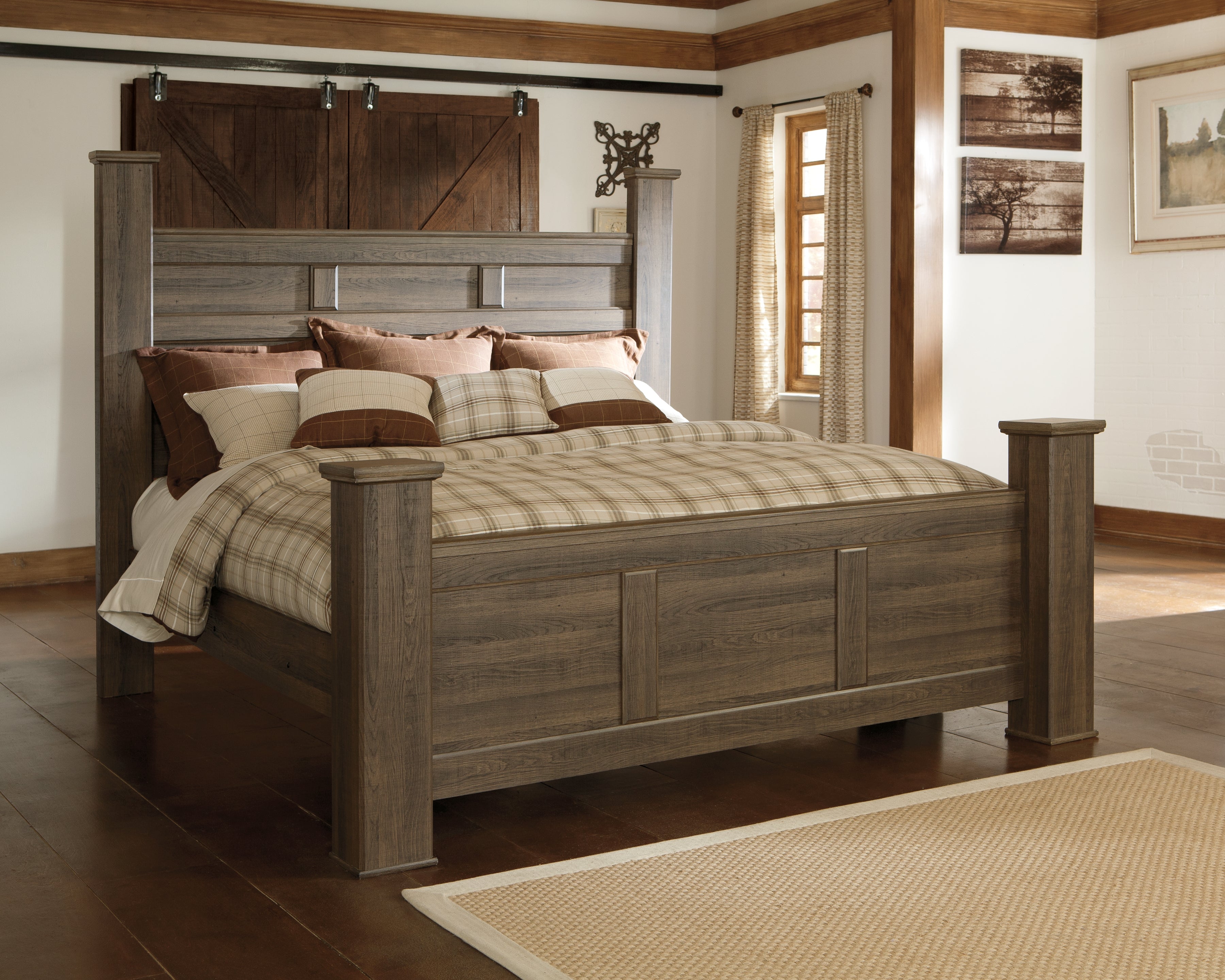 Floridian Furniture - Ashley Furniture - Juararo Bedroom - California King Poster Bed / Dark Brown - B251B12