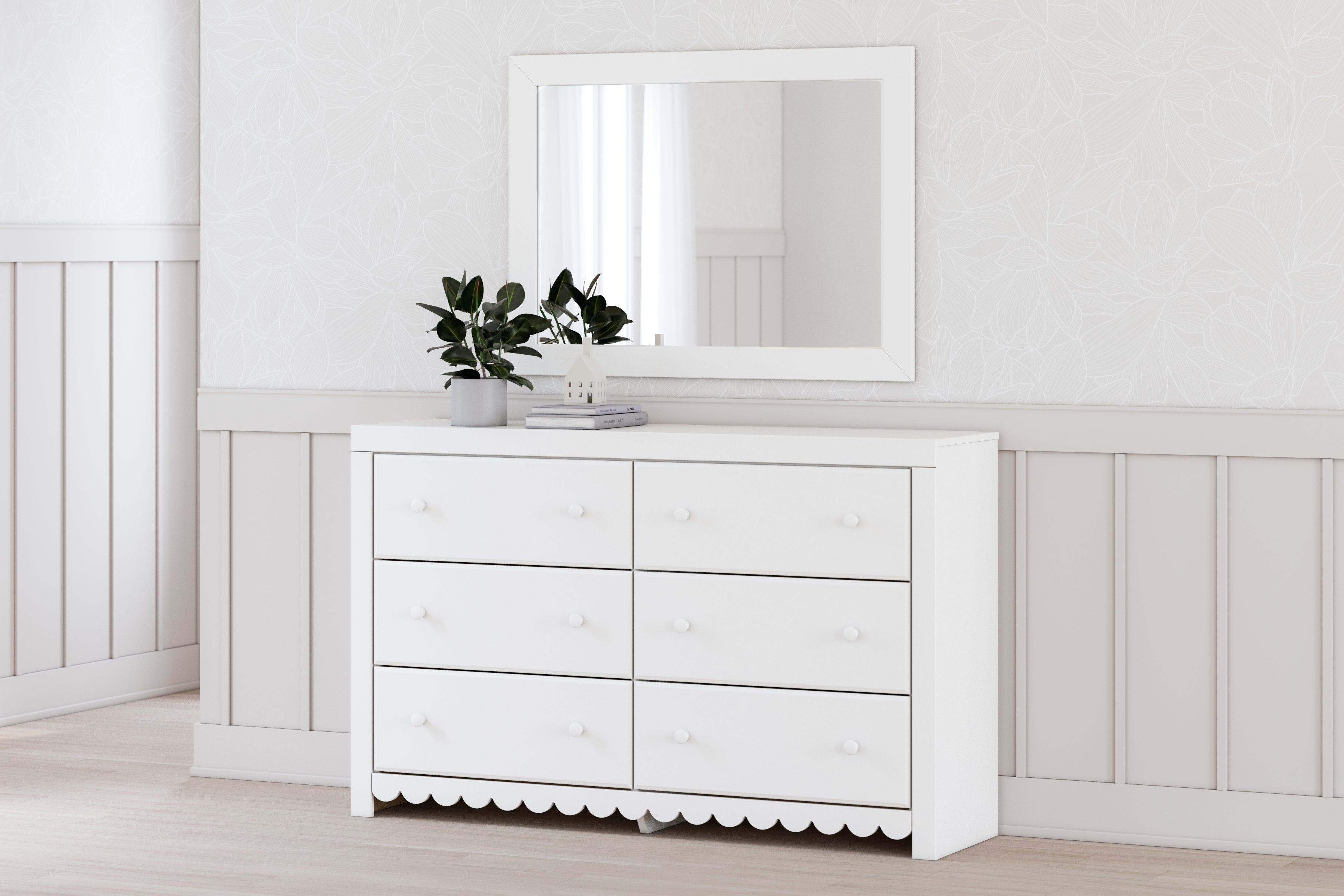Floridian Furniture - Ashley Furniture - Mollviney Bedroom - Dresser and Mirror / White - B2540B1