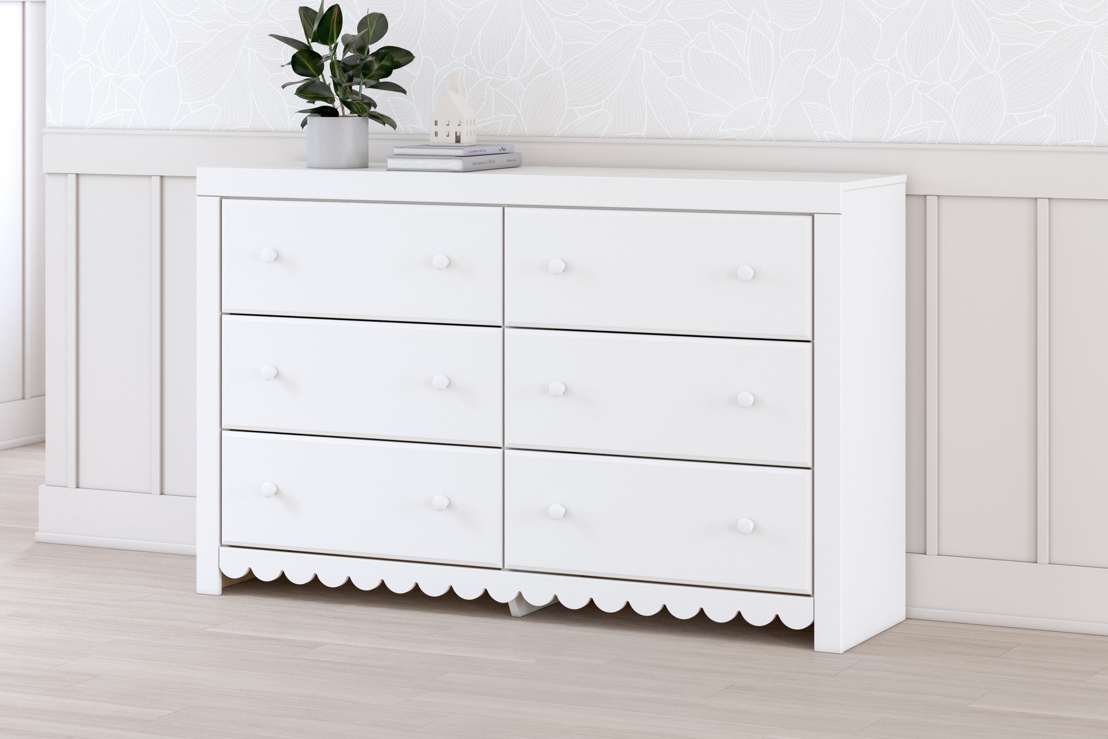 Floridian Furniture - Ashley Furniture - Mollviney Bedroom - Six Drawer Dresser / White - B2540-31