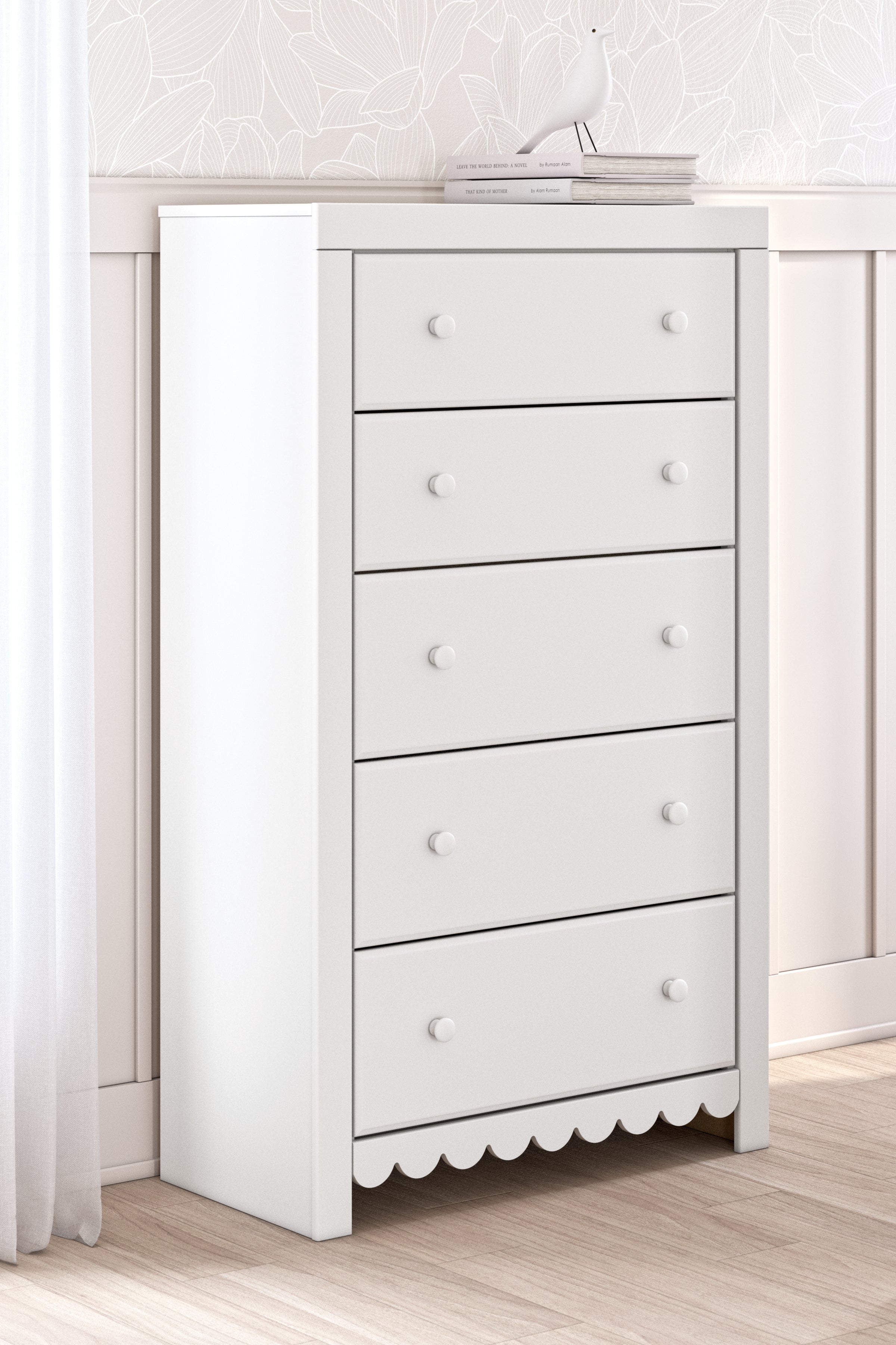 Floridian Furniture - Ashley Furniture - Mollviney Bedroom - Five Drawer Chest / White - B2540-46