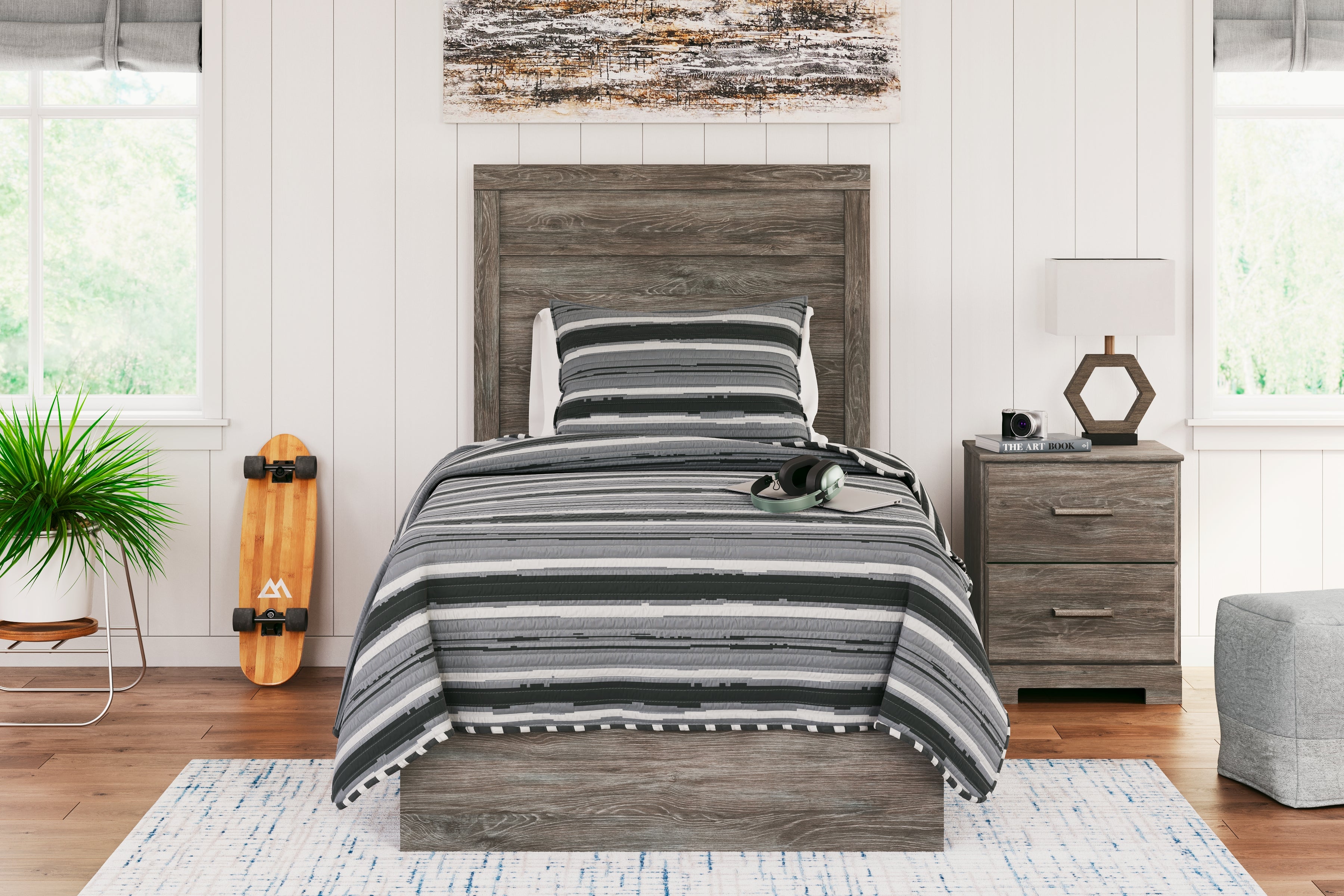 Floridian Furniture - Ashley Furniture - Ralinksi Bedroom - Twin Panel Bed / Gray - B2587B11