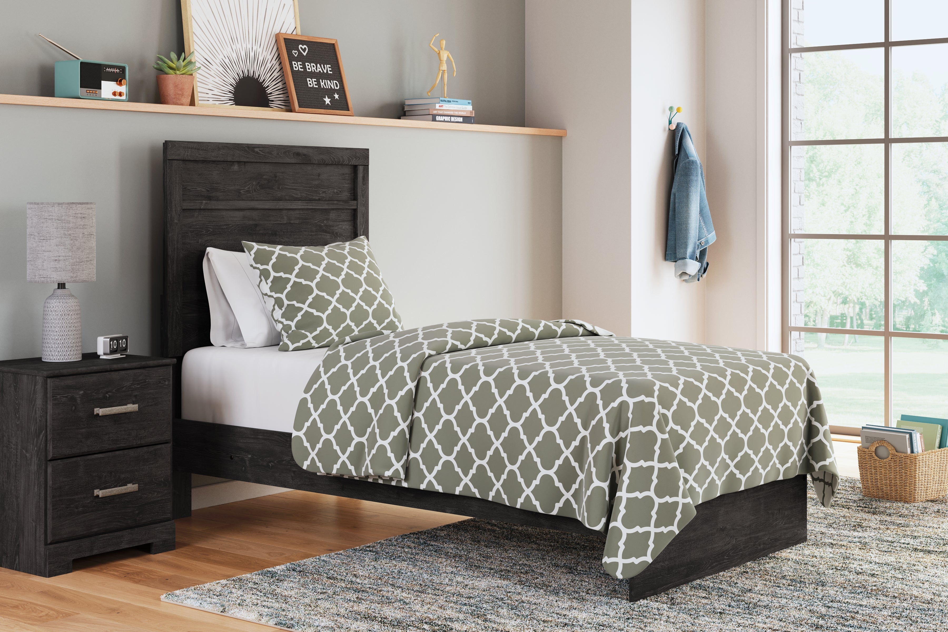 Floridian Furniture - Ashley Furniture - Belachime Bedroom - Twin Panel Bed / Charcoal - B2589B11