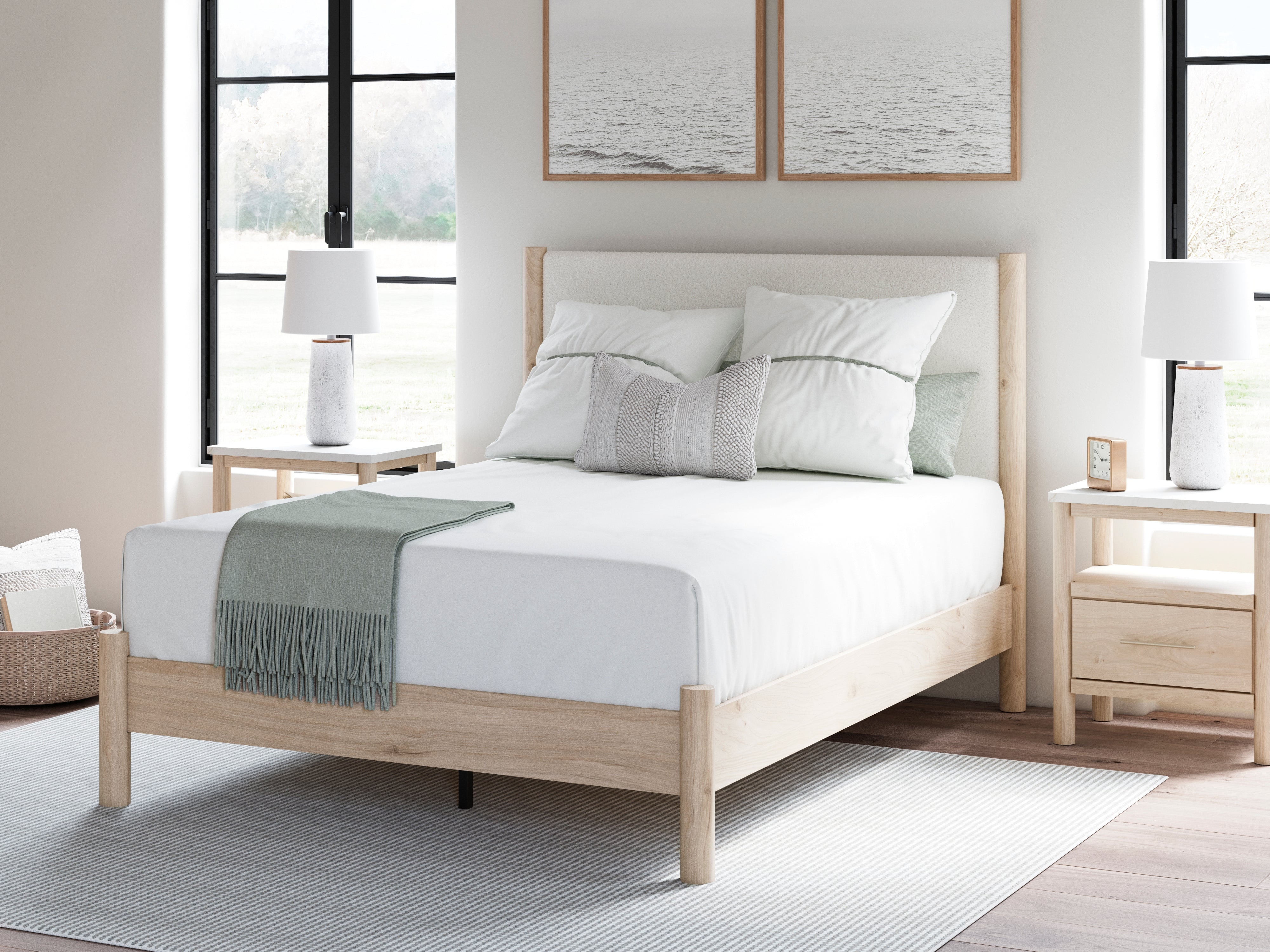 Floridian Furniture - Ashley Furniture - Cadmori Bedroom - Queen Upholstered Panel Bed / Two-tone - B2615B4