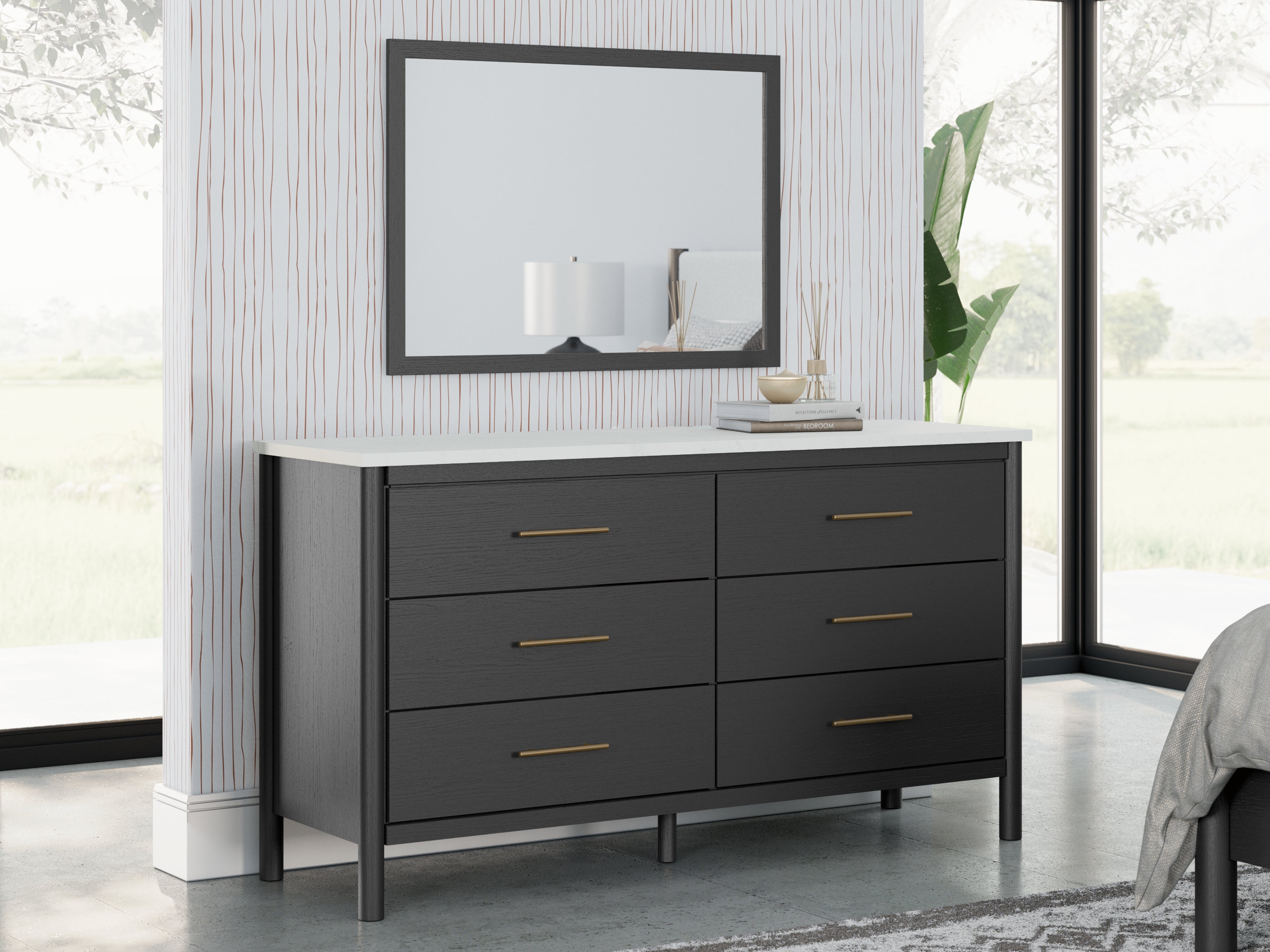 Floridian Furniture - Ashley Furniture - Cadmori Bedroom - Dresser and Mirror / Black/White - B2616B1
