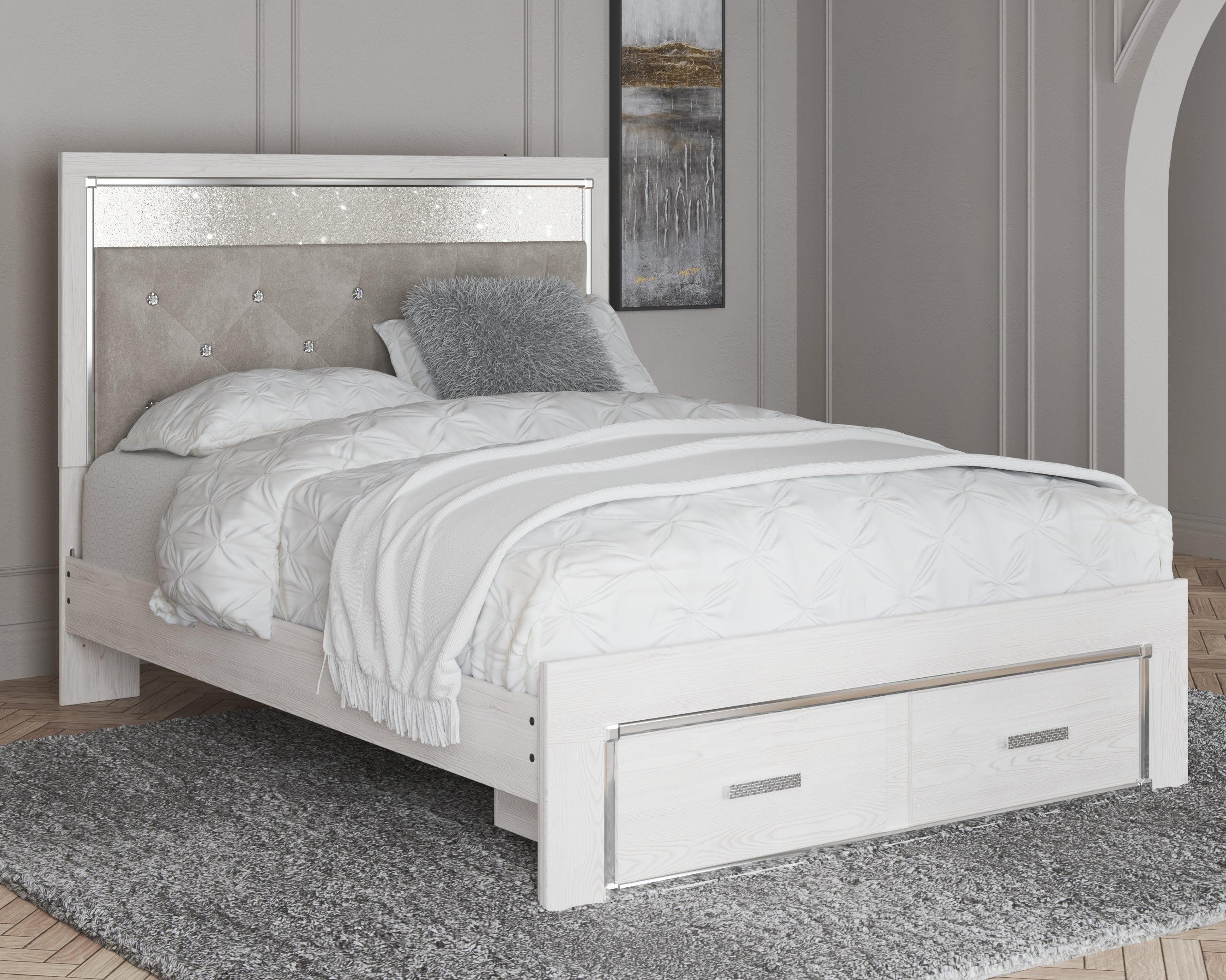 Floridian Furniture - Ashley Furniture - Altyra Bedroom - Queen Upholstered Storage Bed / White - B2640B17