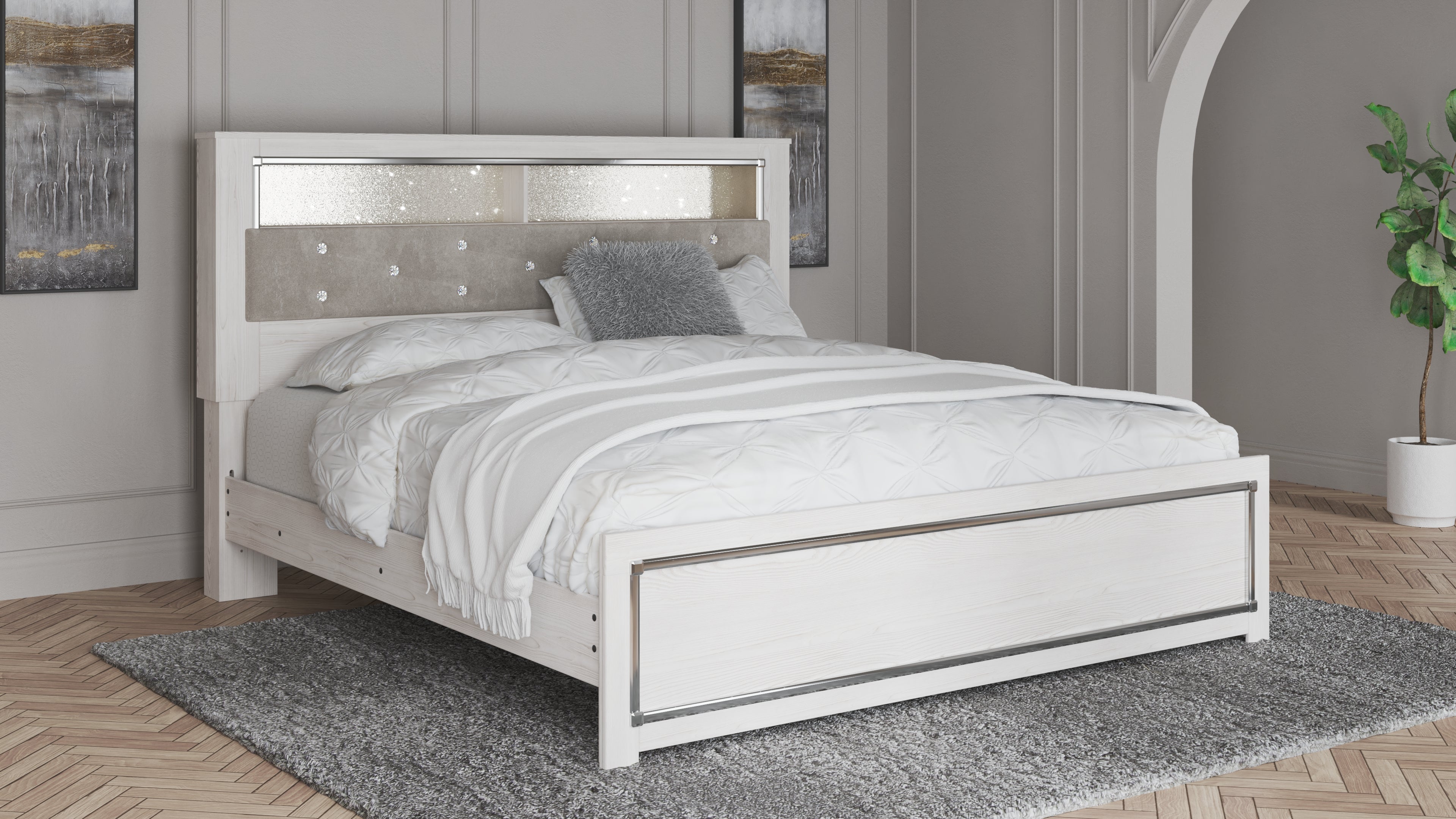 Floridian Furniture - Ashley Furniture - Altyra Bedroom - King Panel Bookcase Bed / White - B2640B5