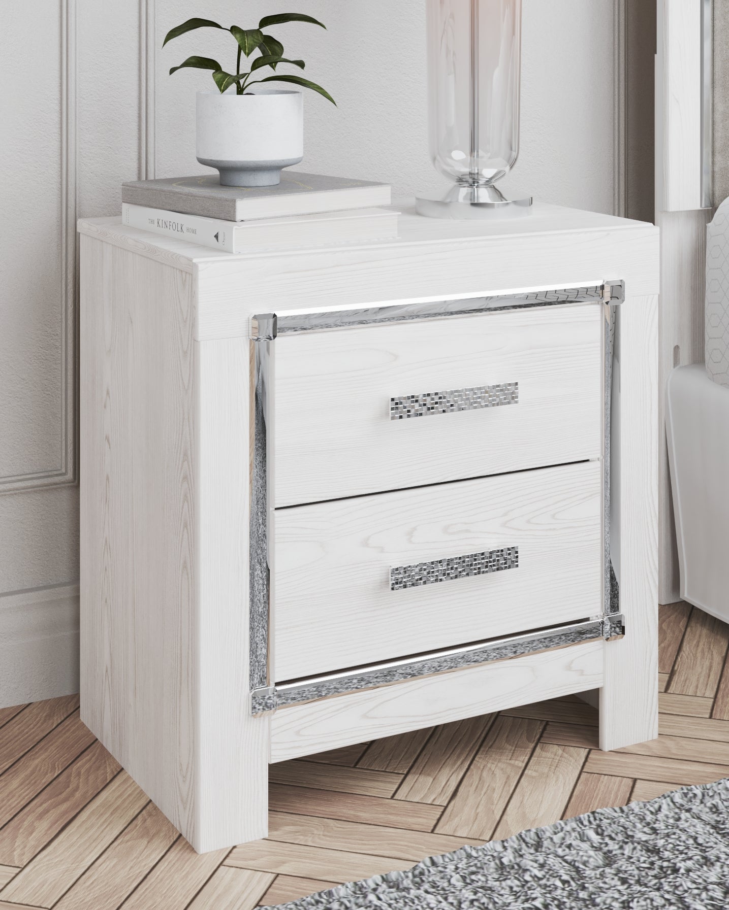 Floridian Furniture - Ashley Furniture - Altyra Bedroom - Two Drawer Night Stand / White - B2640-92