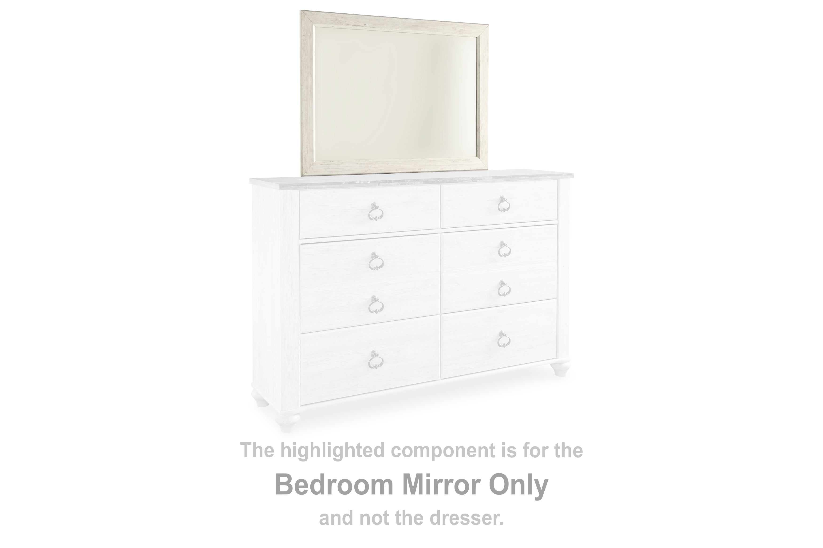 Floridian Furniture - Ashley Furniture - Willowton Bedroom - Bedroom Mirror / Whitewash - B267-36