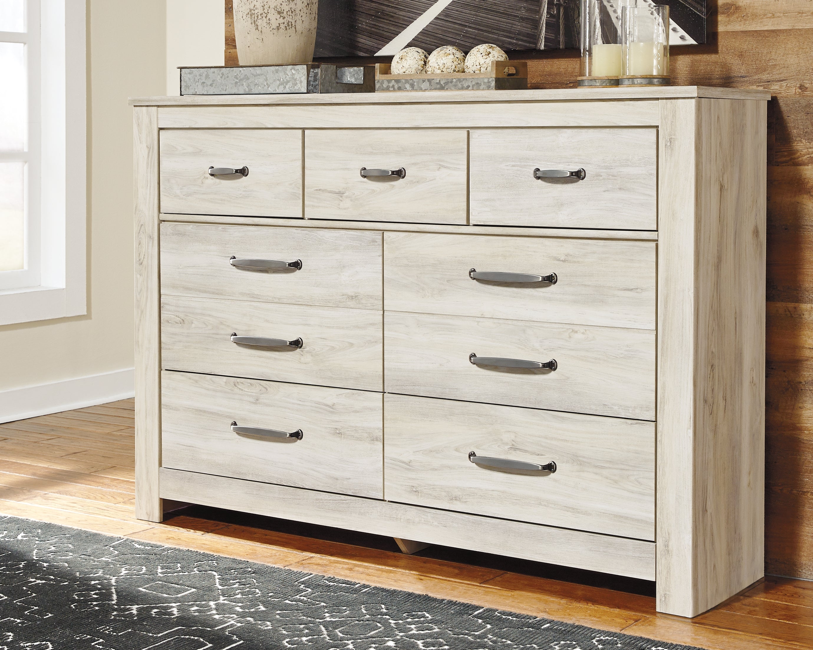 Floridian Furniture - Ashley Furniture - Bellaby Bedroom - Seven Drawer Dresser / Whitewash - B331-31