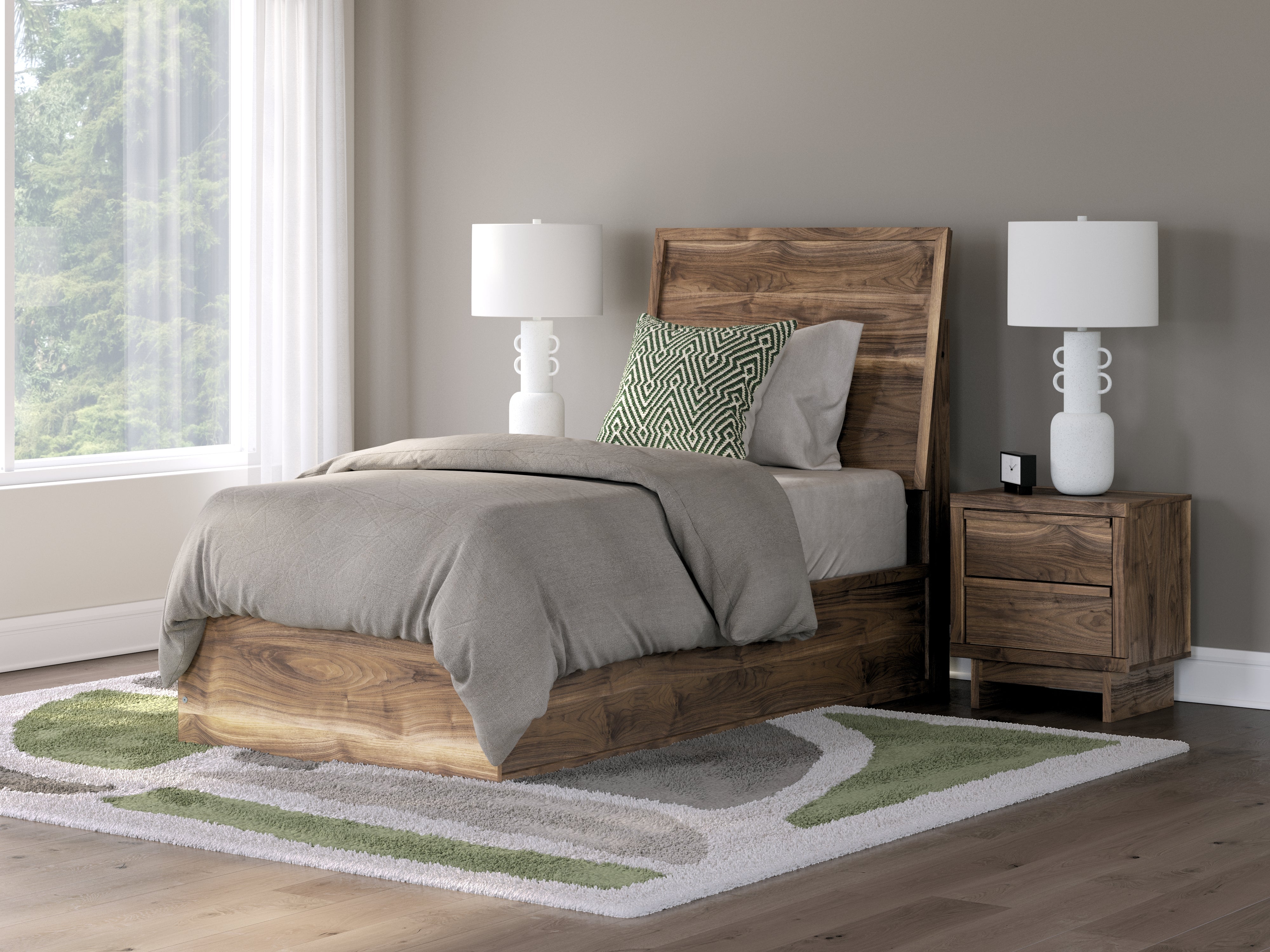 Floridian Furniture - Ashley Furniture - Chirason Bedroom - Twin Panel Bed / Brown - PCB3367B21
