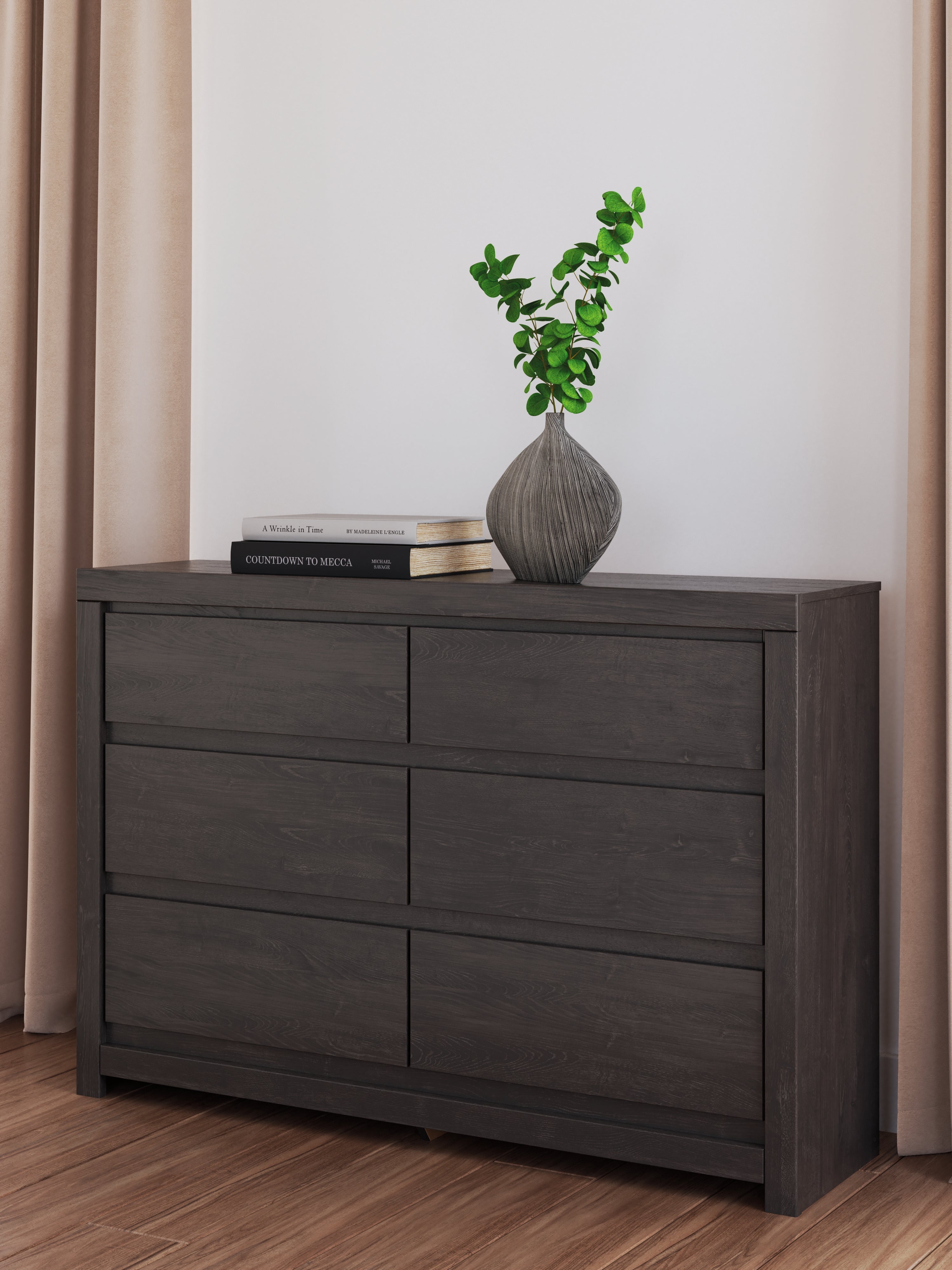 Floridian Furniture - Ashley Furniture - Fraluna Bedroom - Six Drawer Dresser / Charcoal - PCB3370-31