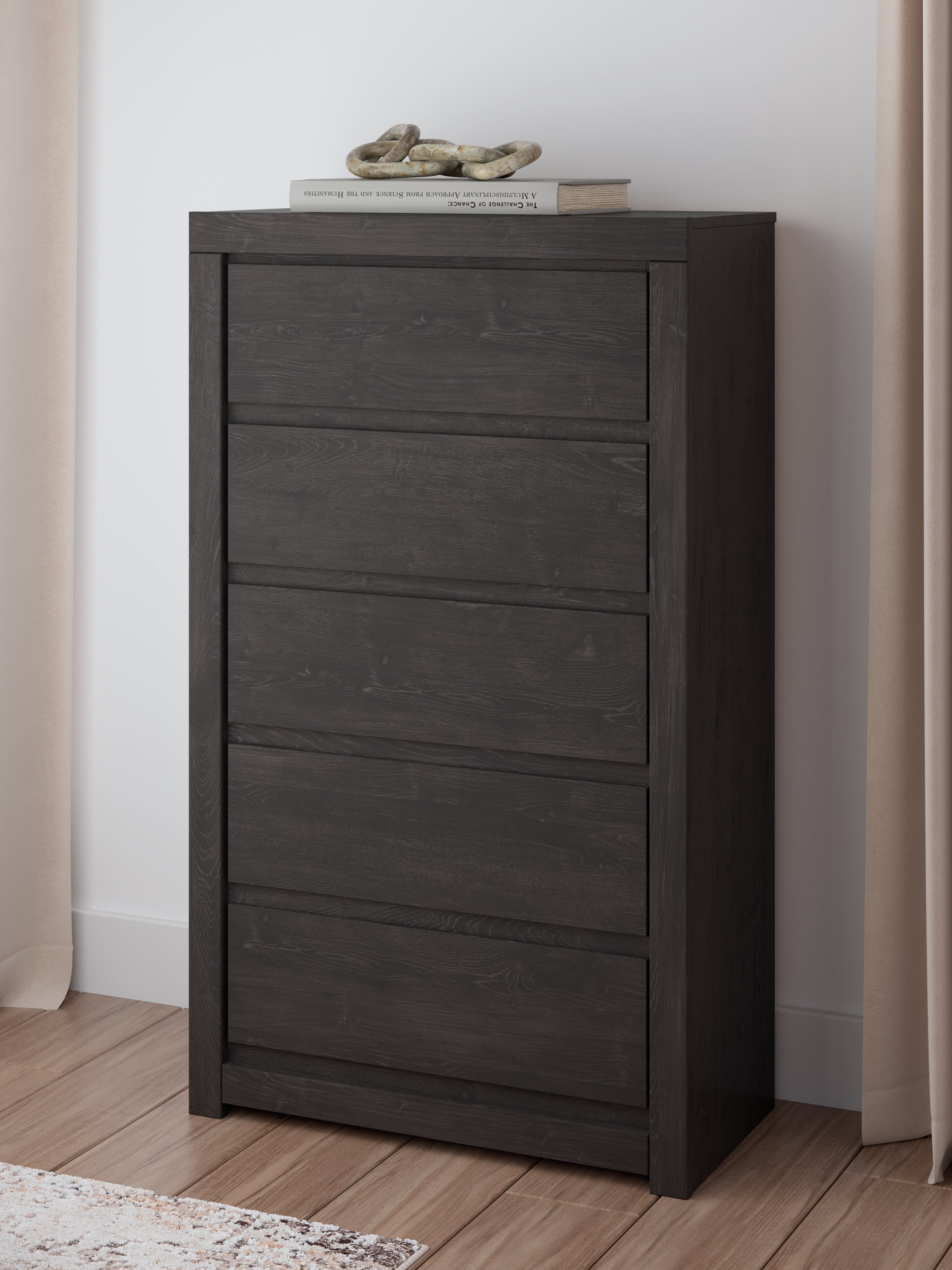 Floridian Furniture - Ashley Furniture - Fraluna Bedroom - Five Drawer Chest / Charcoal - PCB3370-46