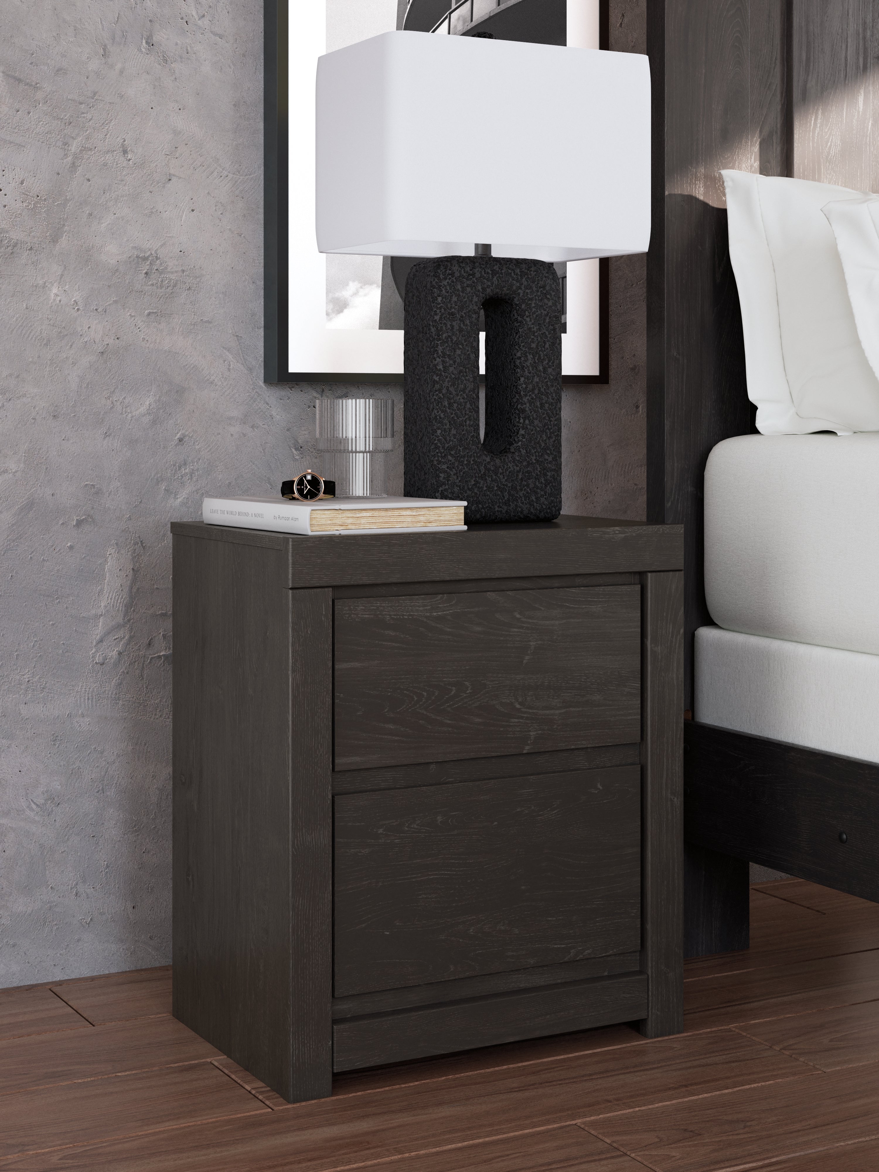 Floridian Furniture - Ashley Furniture - Fraluna Bedroom - Two Drawer Night Stand / Charcoal - PCB3370-92