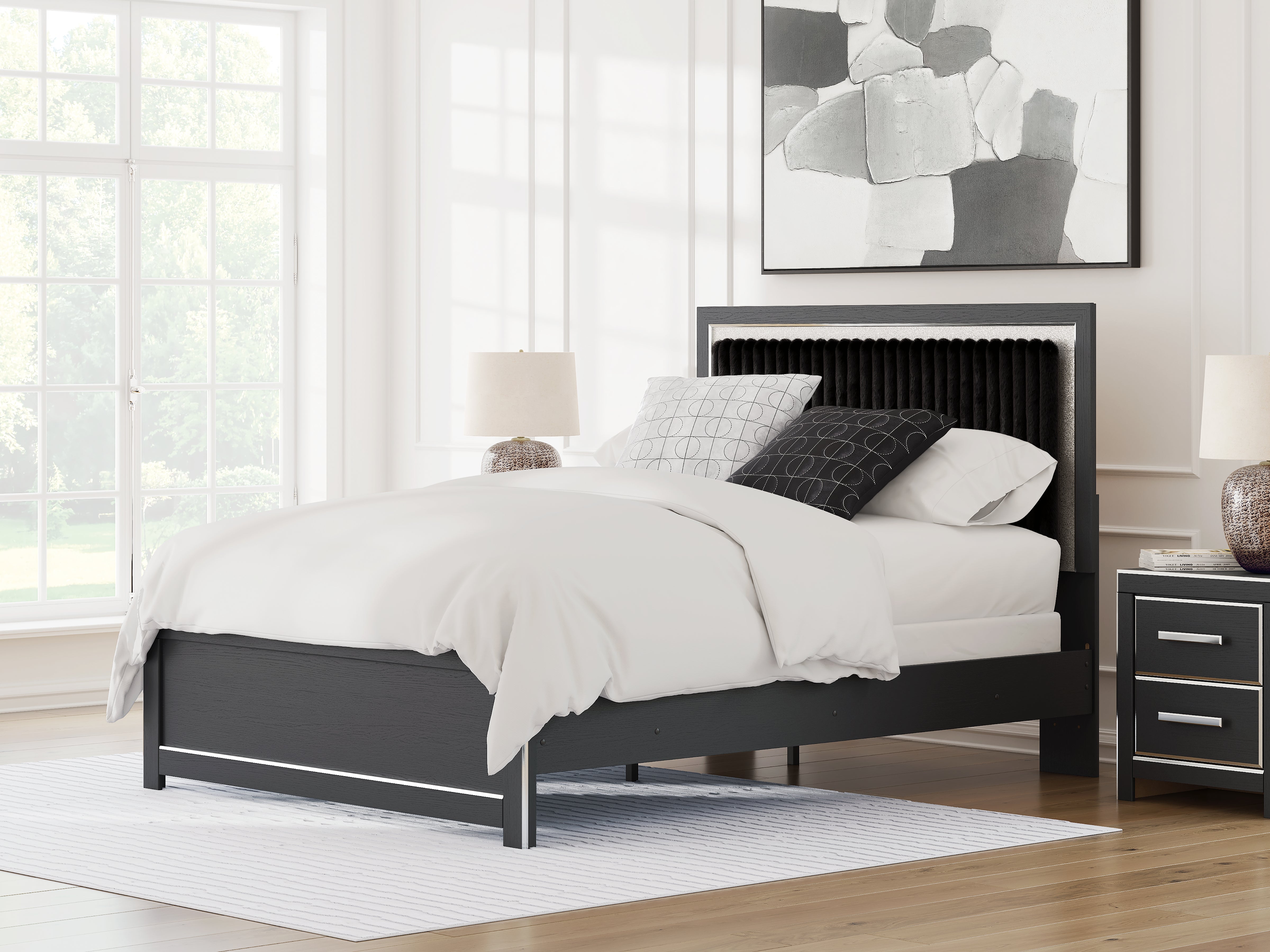 Floridian Furniture - Ashley Furniture - Zuraleus Bedroom - Queen Upholstered Panel Bed / Black - PCB3380B6