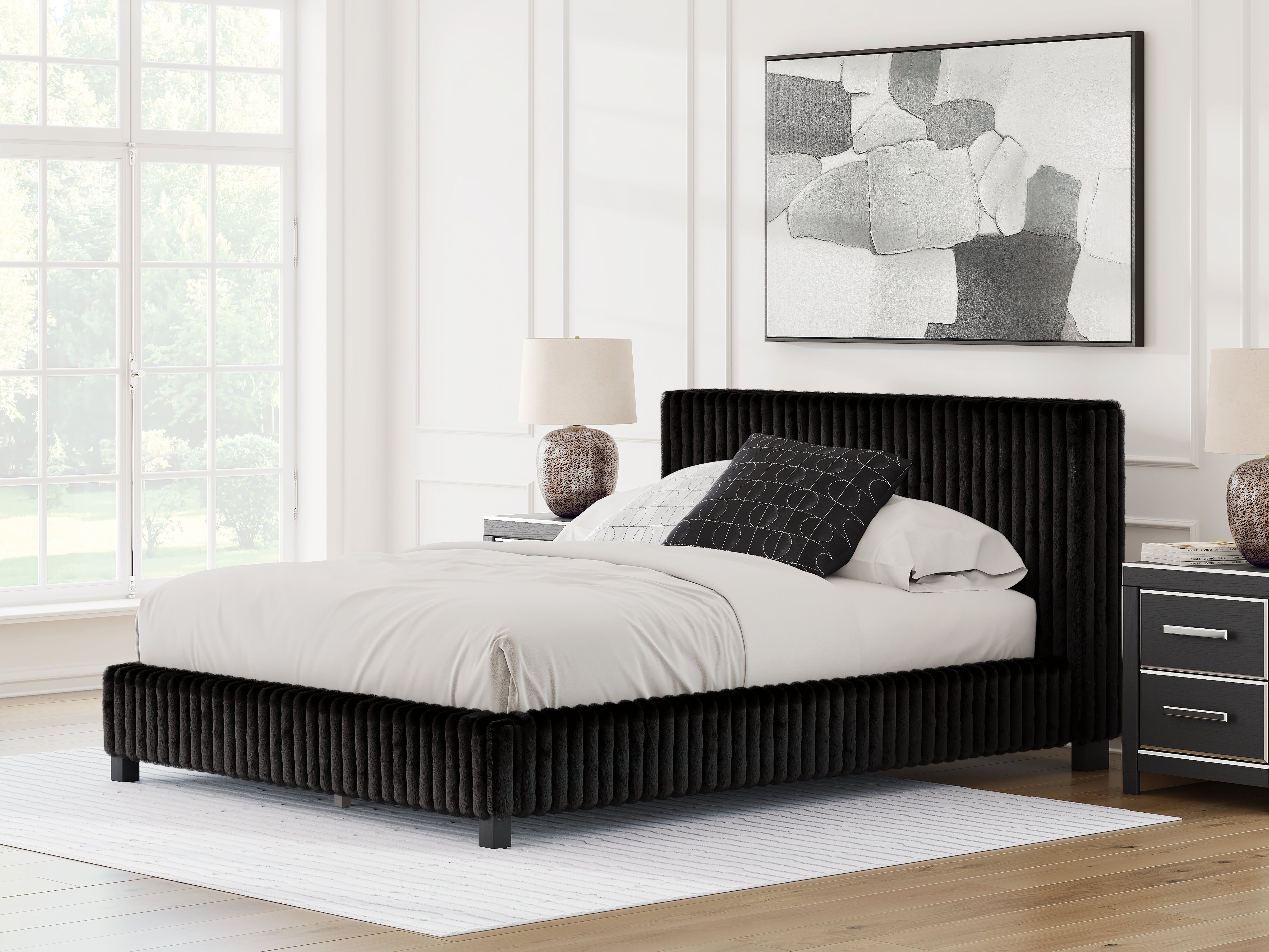 Floridian Furniture - Ashley Furniture - Zuraleus Bedroom - Queen Upholstered Bed / Black - PCB3380B8