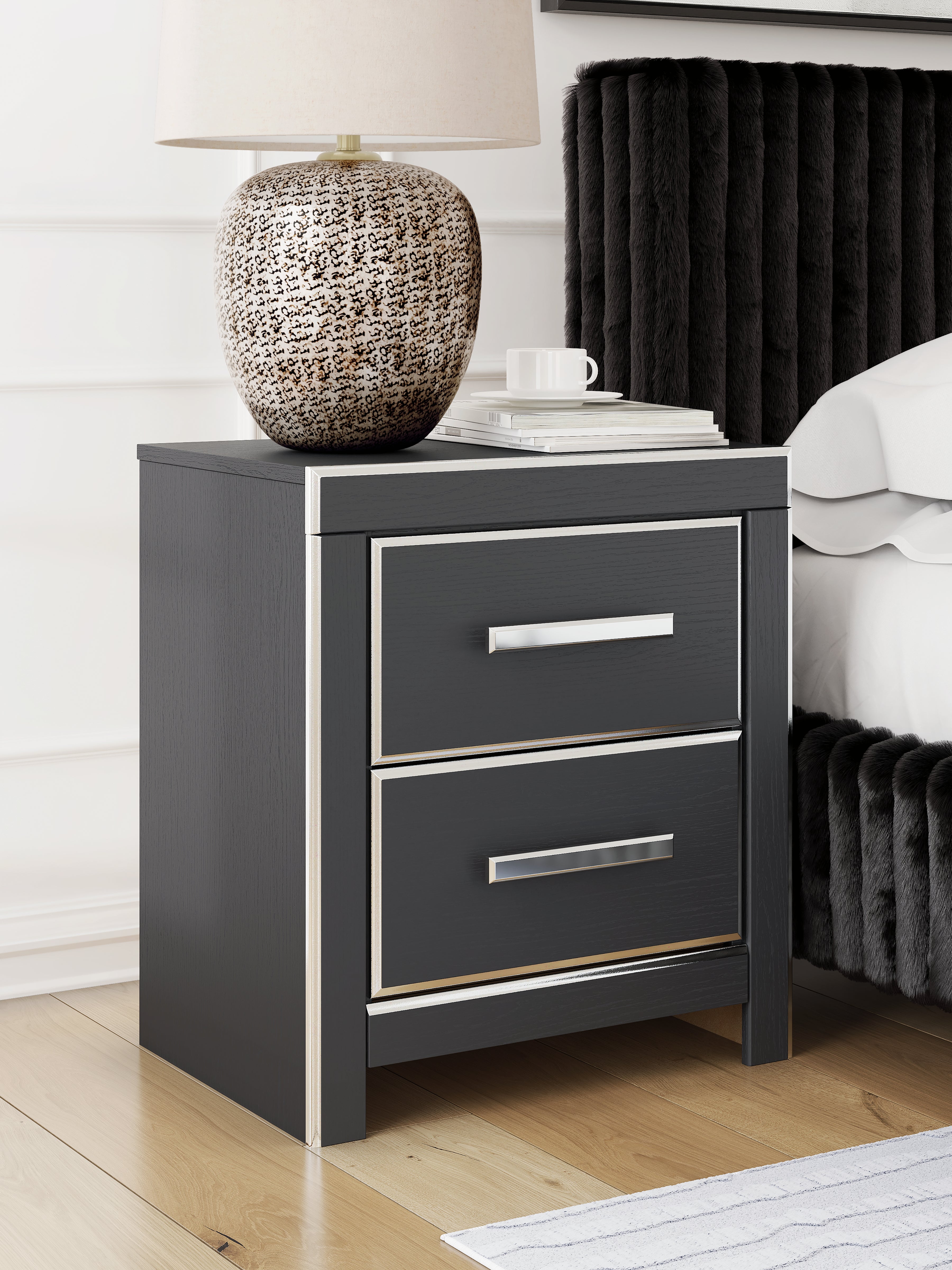 Floridian Furniture - Ashley Furniture - Zuraleus Bedroom - Two Drawer Night Stand / Black - PCB3380-92