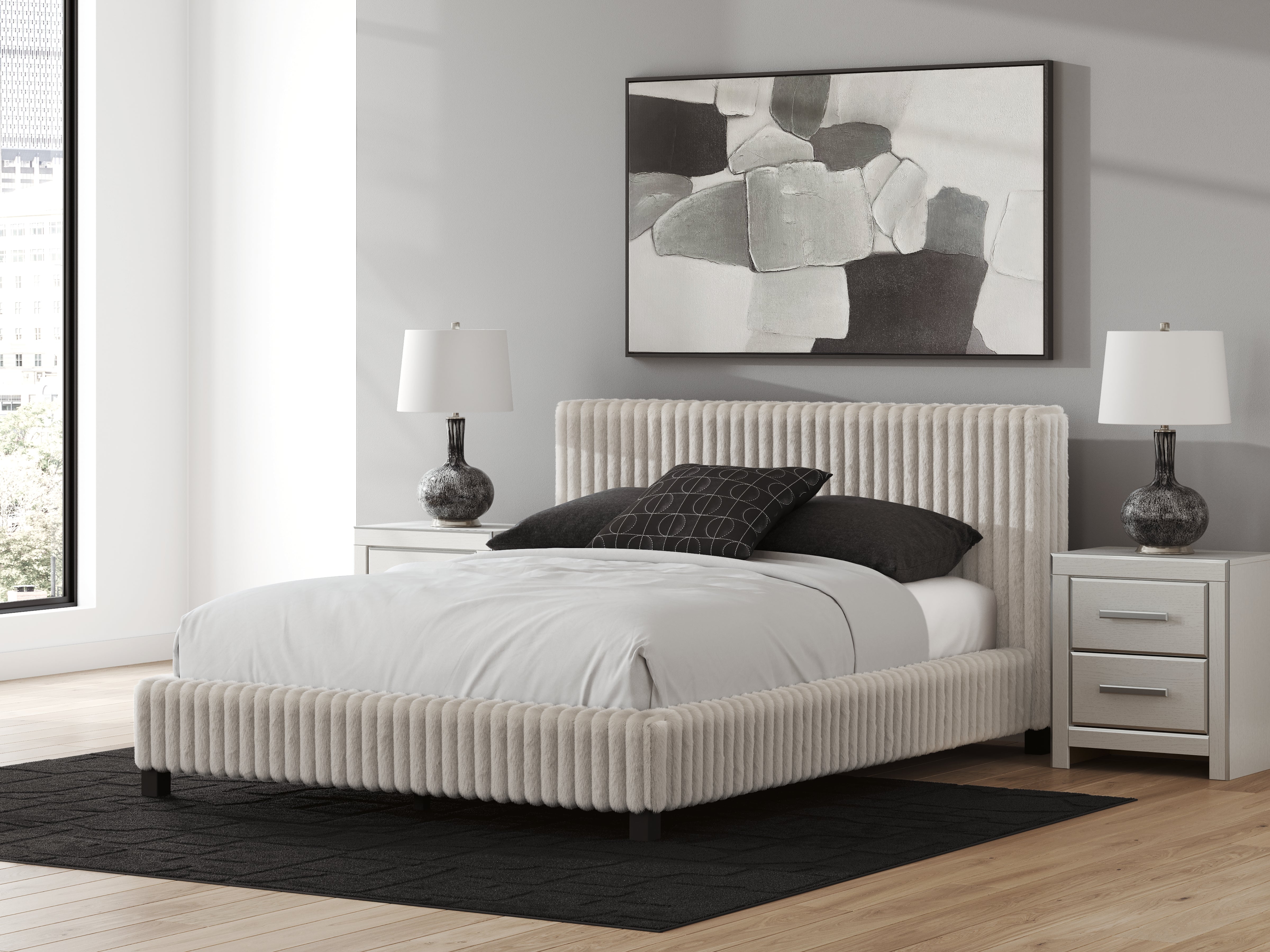 Floridian Furniture - Ashley Furniture - Zuraleus Bedroom - Queen Upholstered Bed / White - PCB3381B11