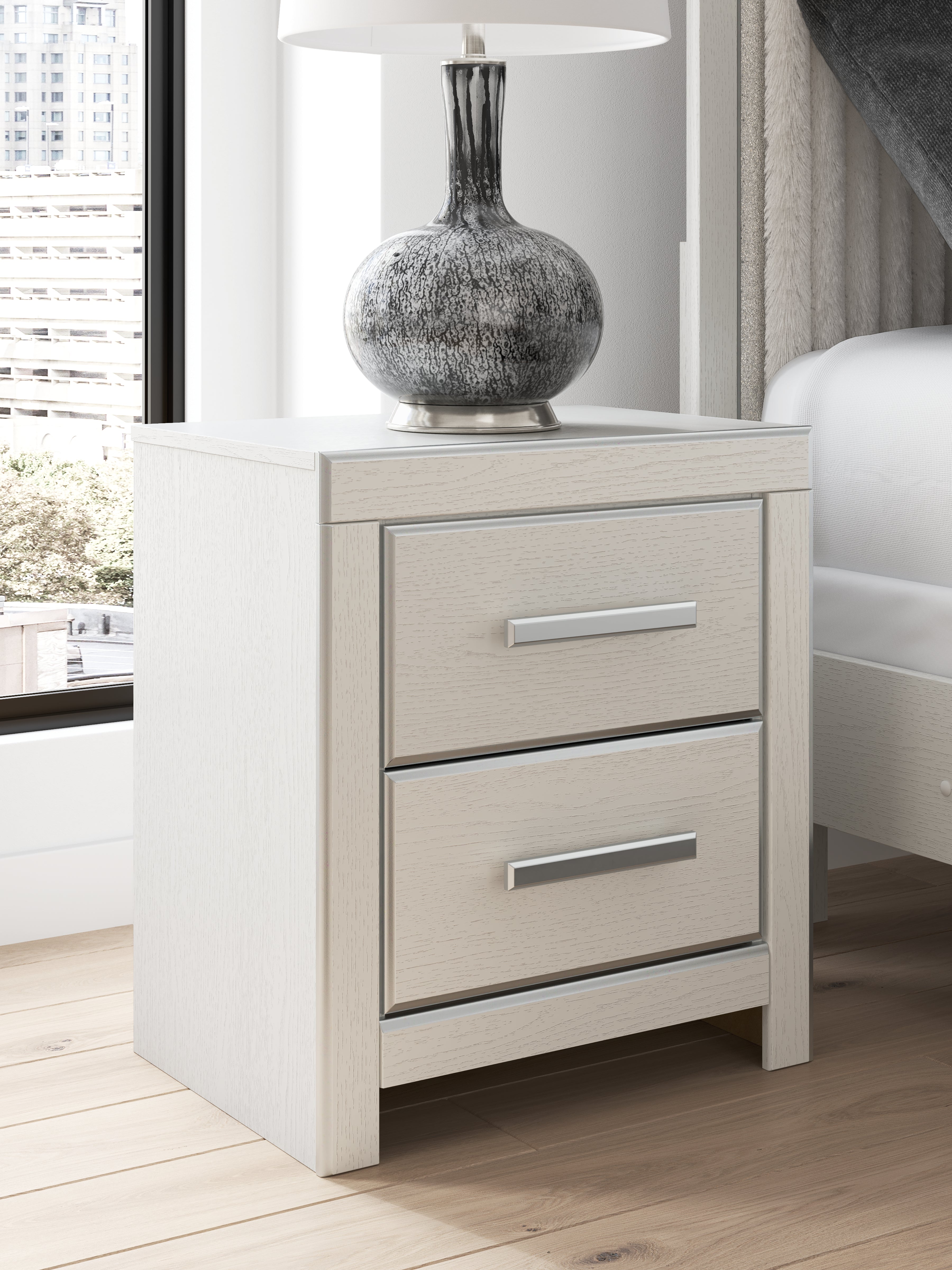 Floridian Furniture - Ashley Furniture - Zuraleus Bedroom - Two Drawer Night Stand / White - PCB3381-92