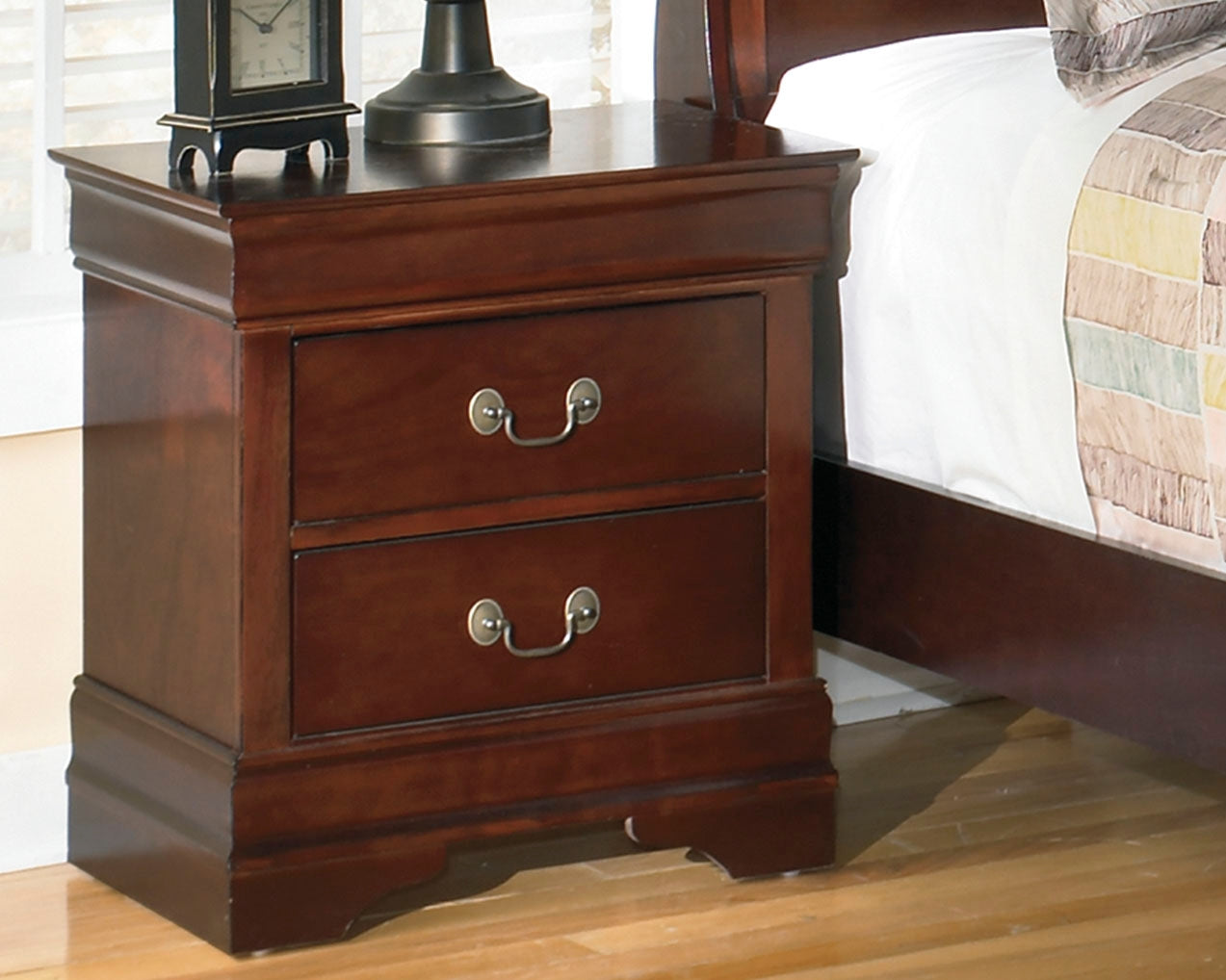 Floridian Furniture - Ashley Furniture - Alisdair Bedroom - Two Drawer Night Stand / Reddish Brown - B376-92