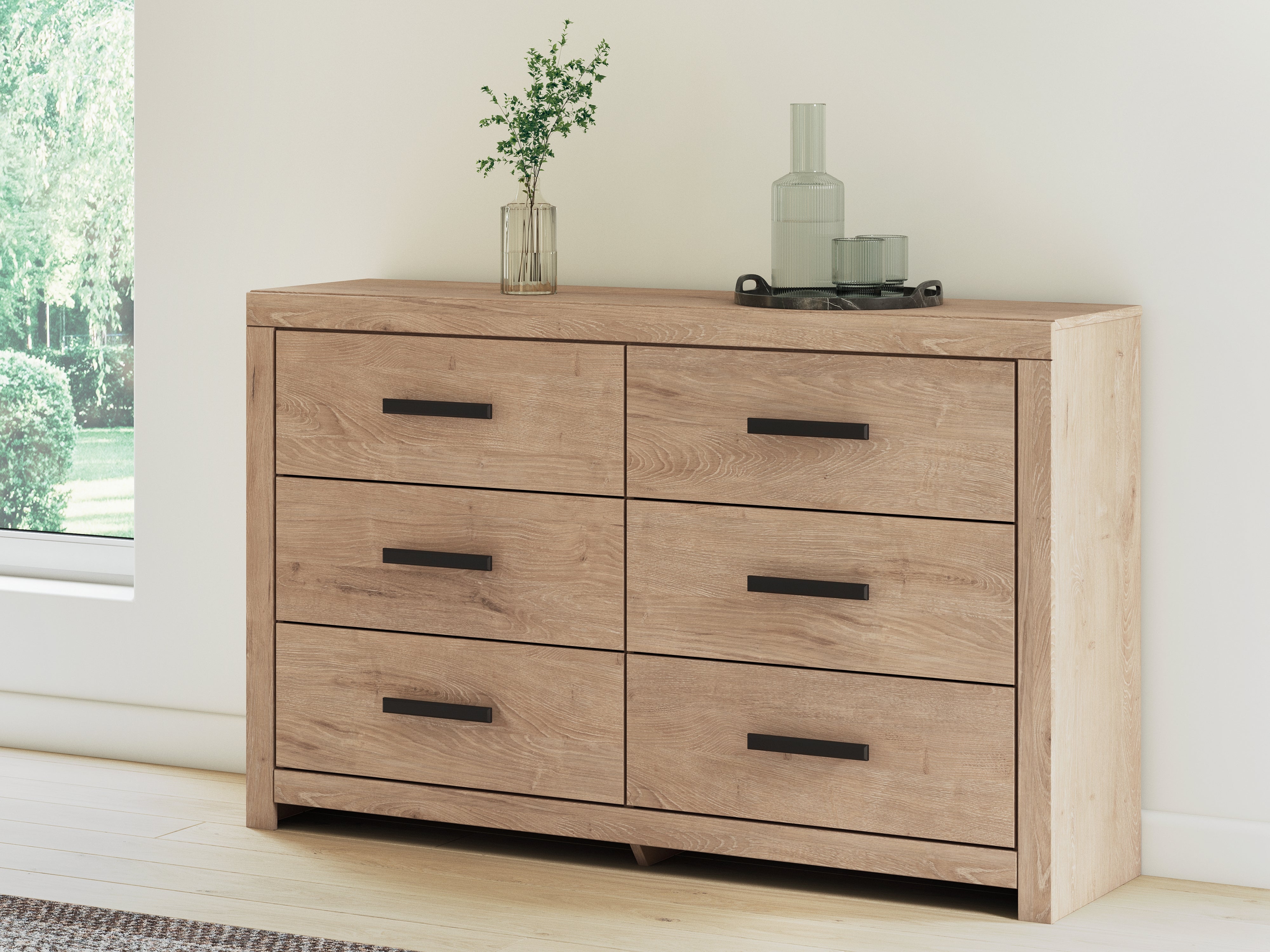 Floridian Furniture - Ashley Furniture - Sanginlane Bedroom - Six Drawer Dresser / Tan - B3787-31