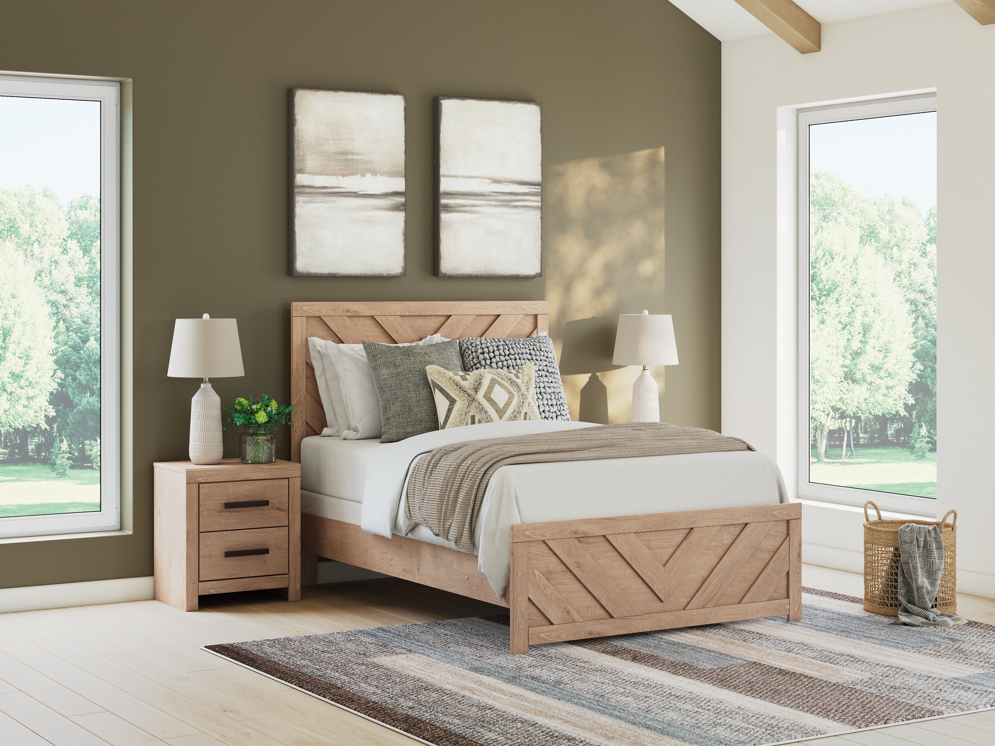 Floridian Furniture - Ashley Furniture - Sanginlane Bedroom - Full Panel Bed / Tan - B3787B3