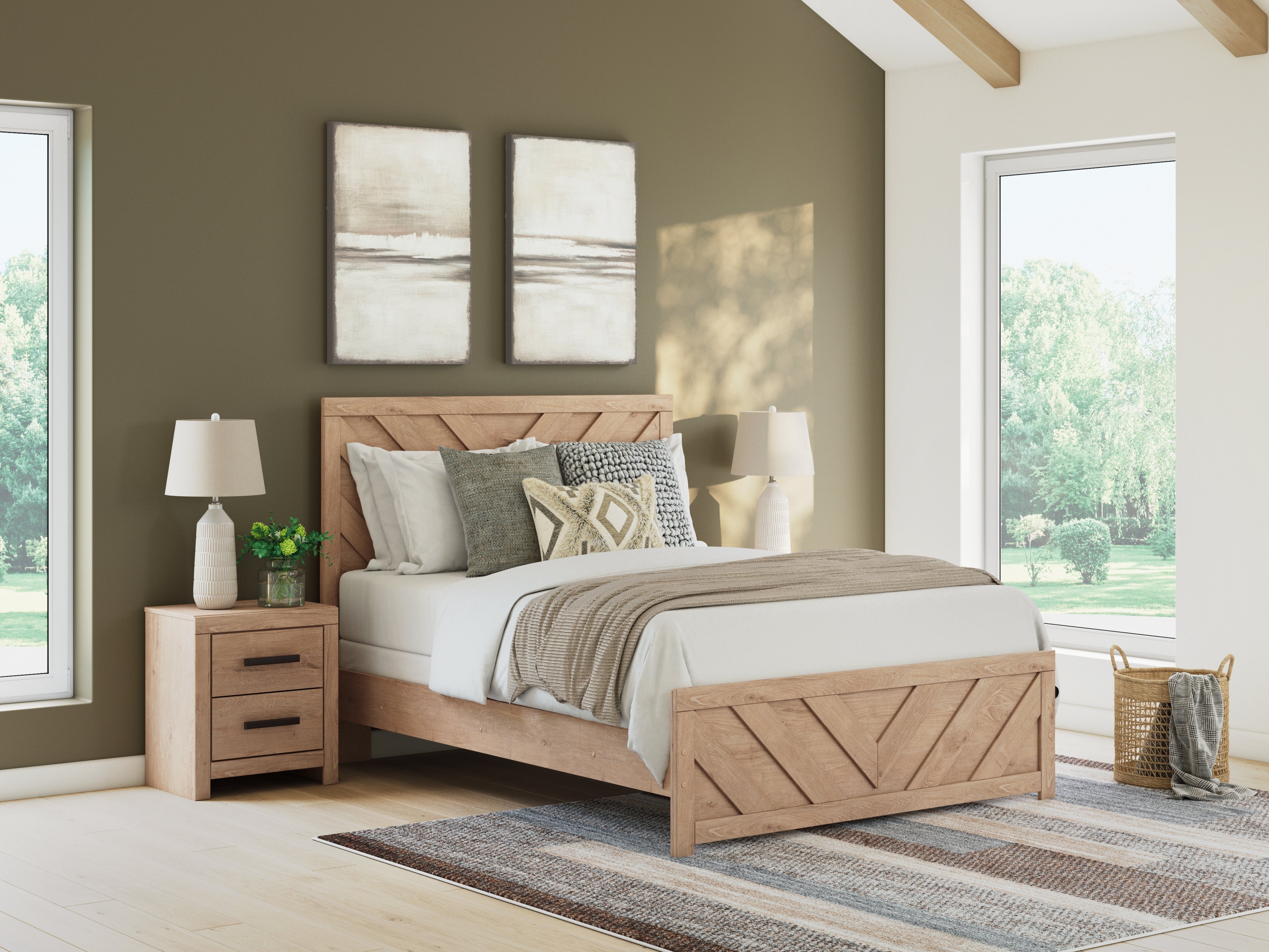 Floridian Furniture - Ashley Furniture - Sanginlane Bedroom - Queen Panel Bed / Tan - B3787B4