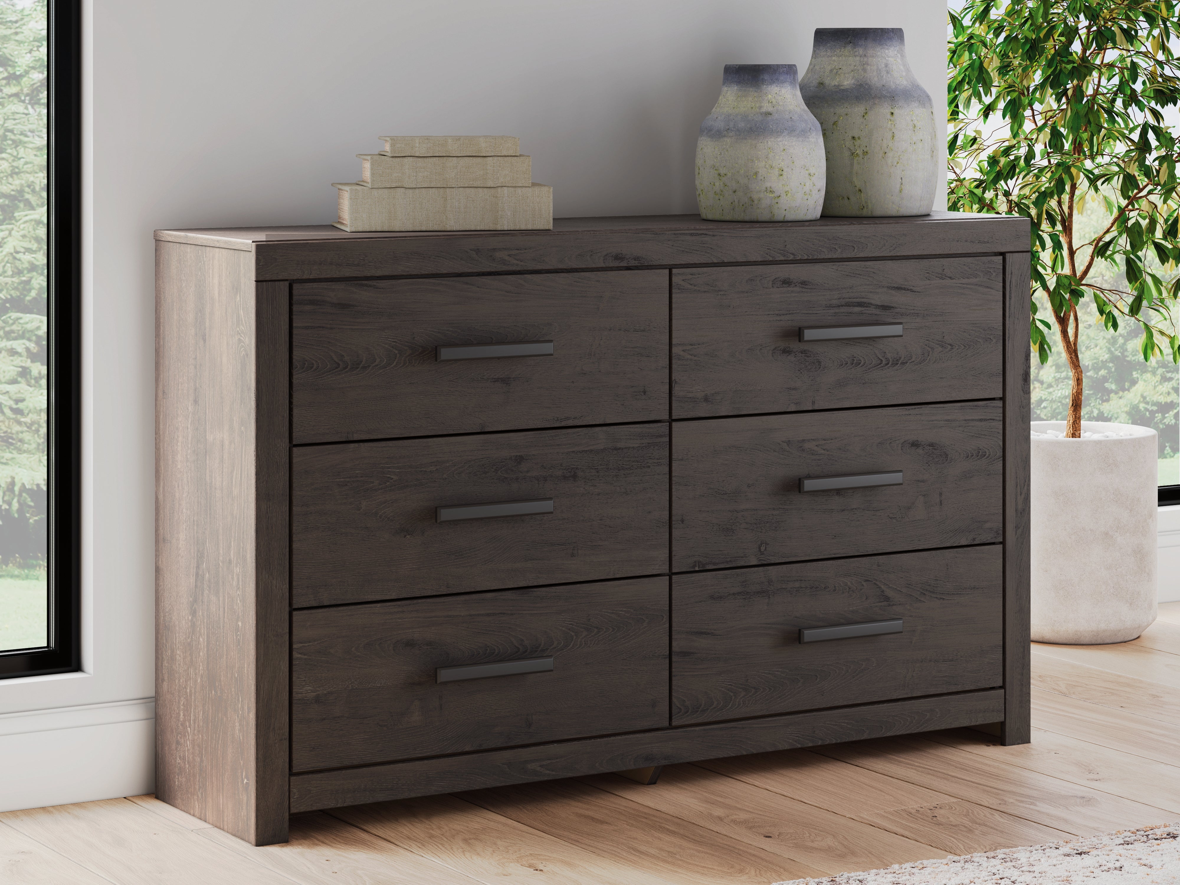 Floridian Furniture - Ashley Furniture - Prendonea Bedroom - Six Drawer Dresser / Charcoal - B3789-31