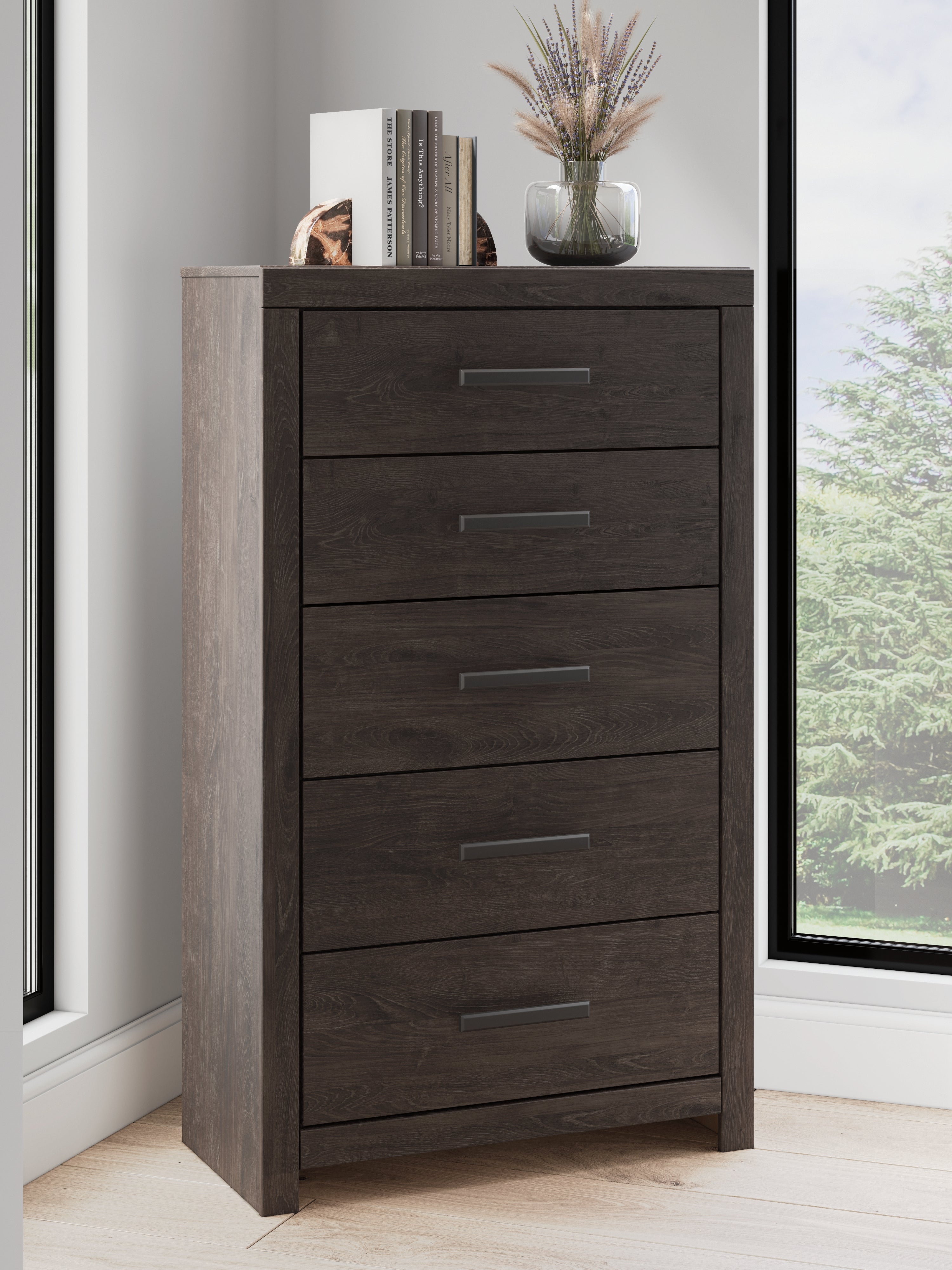 Floridian Furniture - Ashley Furniture - Prendonea Bedroom - Five Drawer Chest / Charcoal - B3789-46