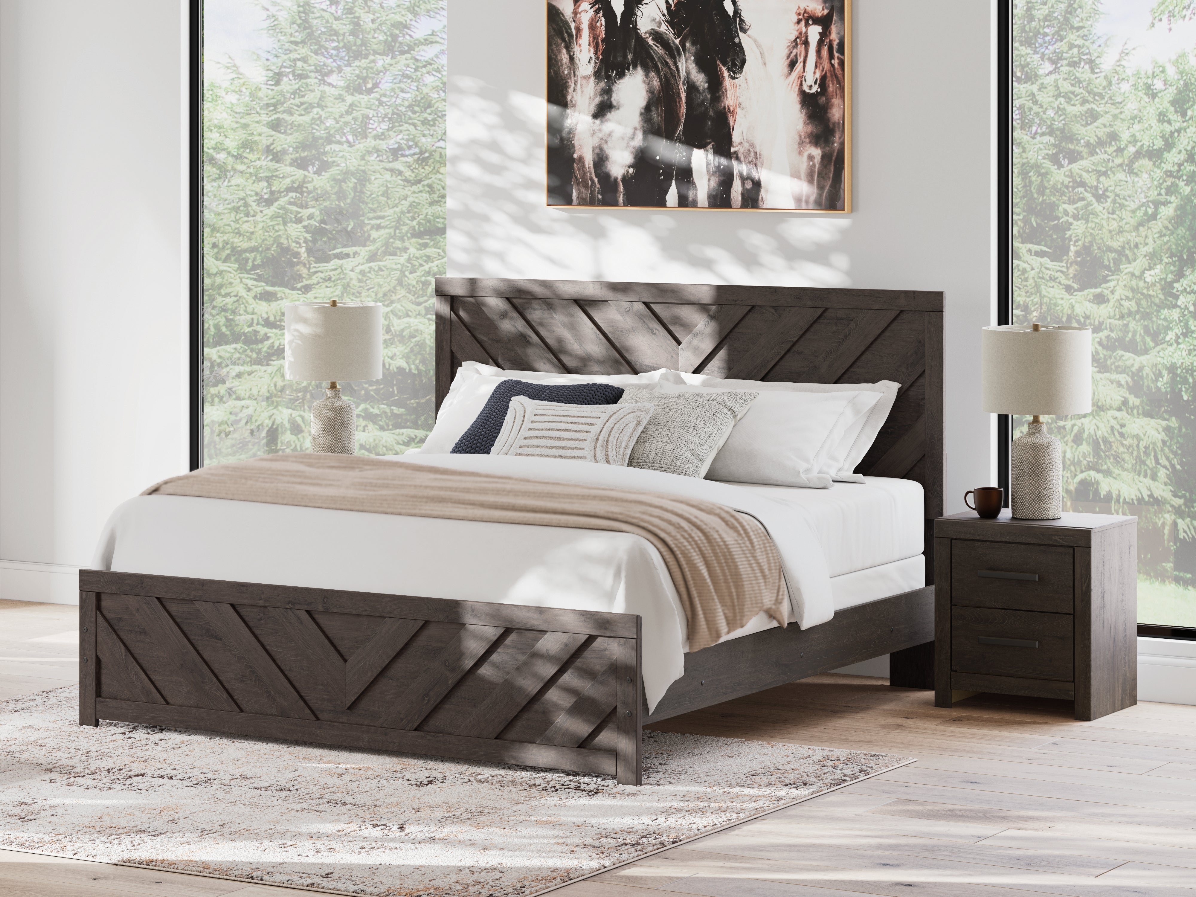 Floridian Furniture - Ashley Furniture - Prendonea Bedroom - King Panel Bed / Charcoal - B3789B8