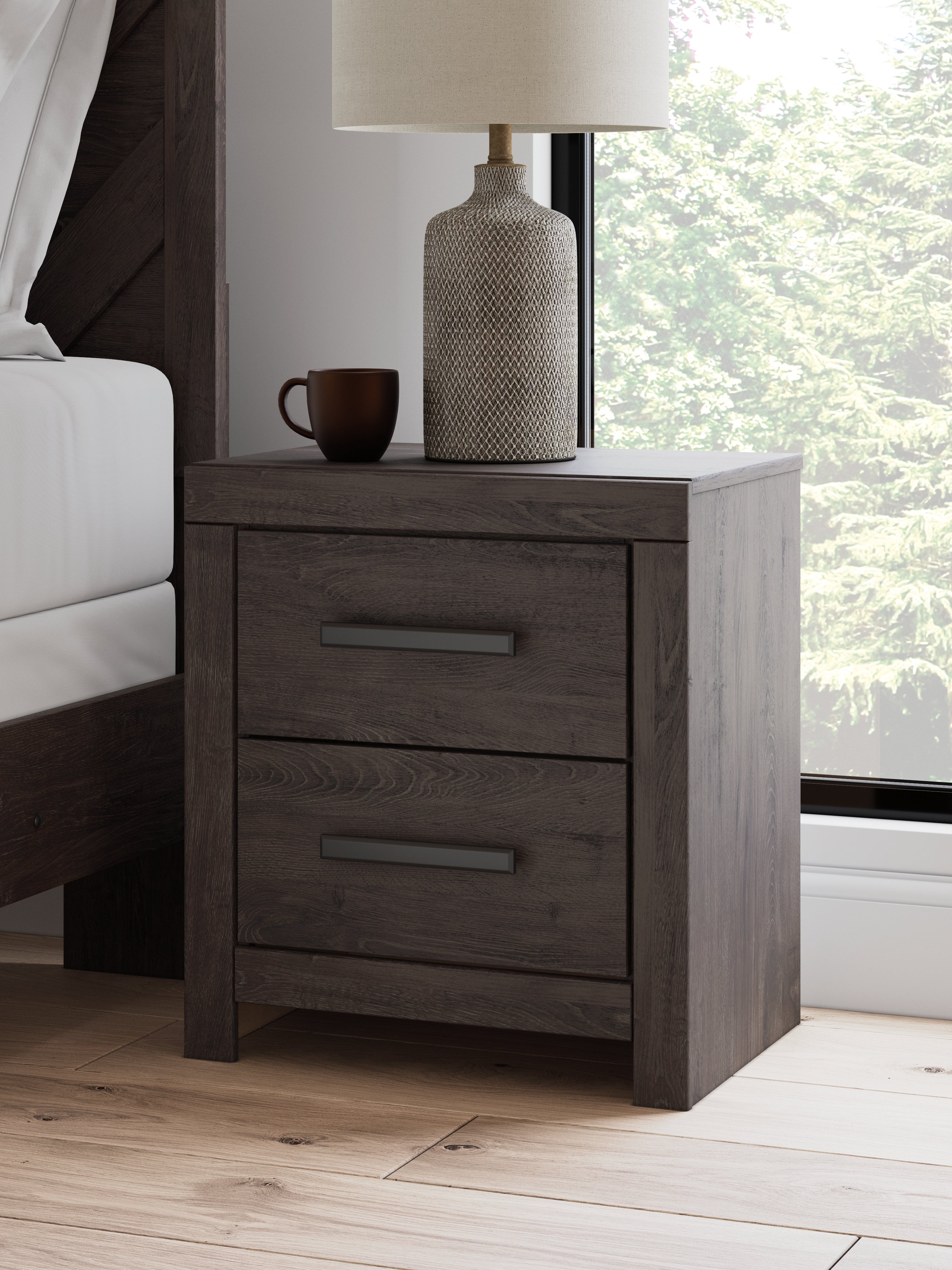 Floridian Furniture - Ashley Furniture - Prendonea Bedroom - Two Drawer Night Stand / Charcoal - B3789-92
